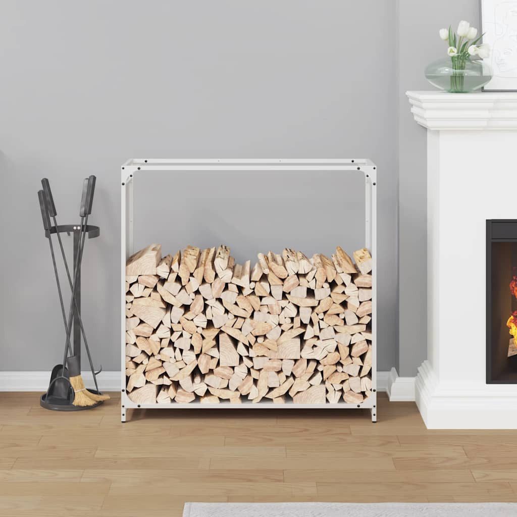 vidaXL Kaminholzregal, Brennholzregal Weiß 90x28x90 cm Kaltgewalzter Stahl
