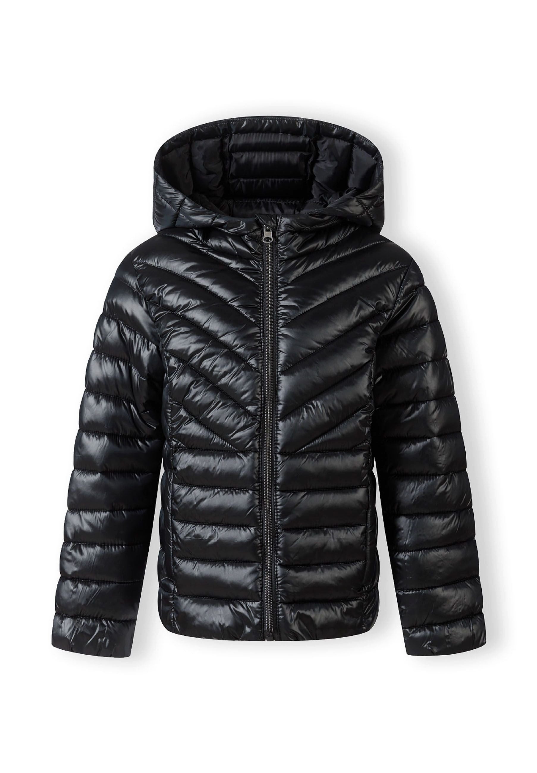 MINOTI Winterjacke für Mädchen, Pufferjacke mit Kapuze und V-Steppung, leicht glänzend
