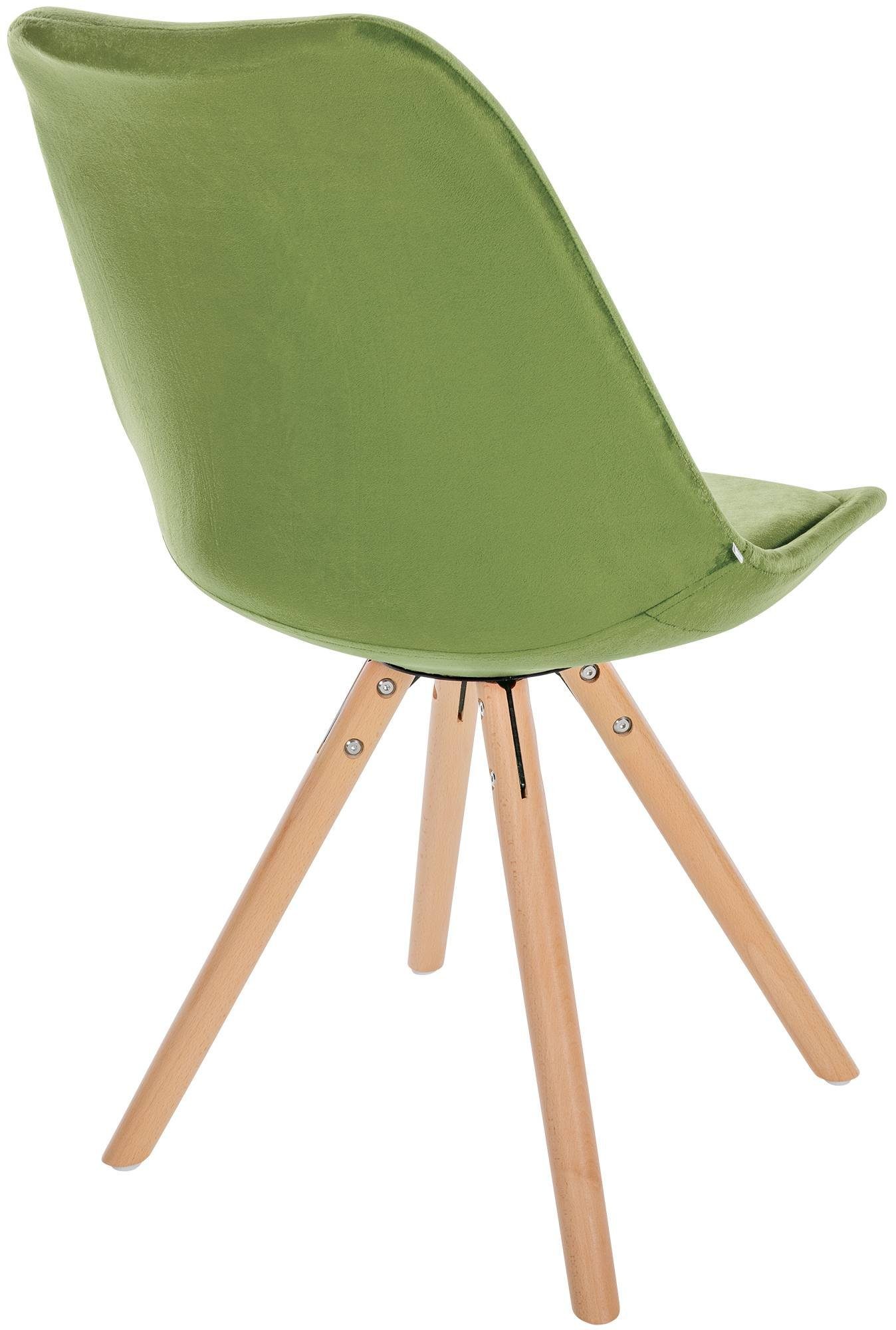 Stühle Holzgestell Esszimmerstuhl (4er Sofia Set), mit hellgrün Samt CLP