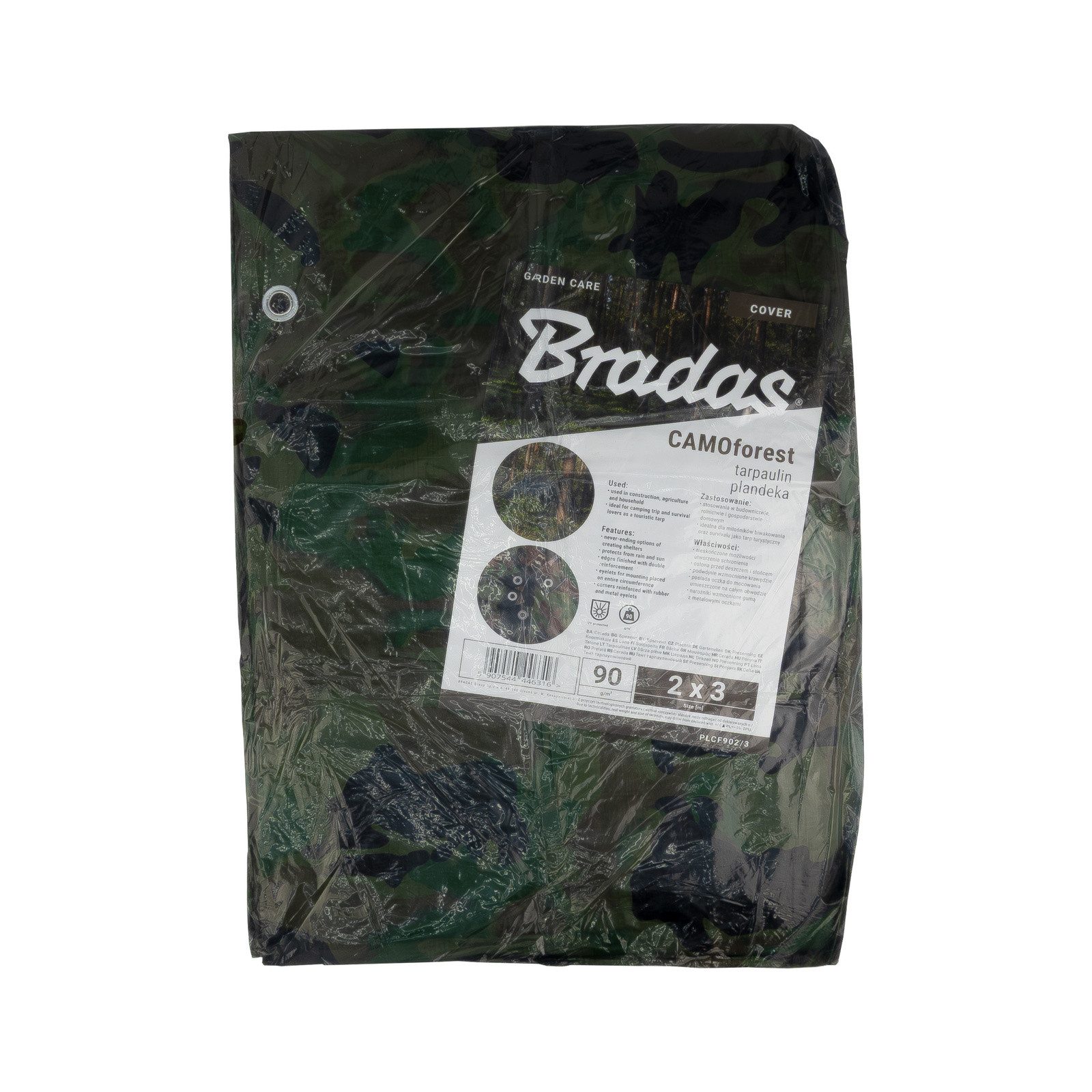 Bradas Sonnensegelmast Abdeckplane Camouflage 2x3m 90g/m^2 Bushcraft Gewebeplane Camping