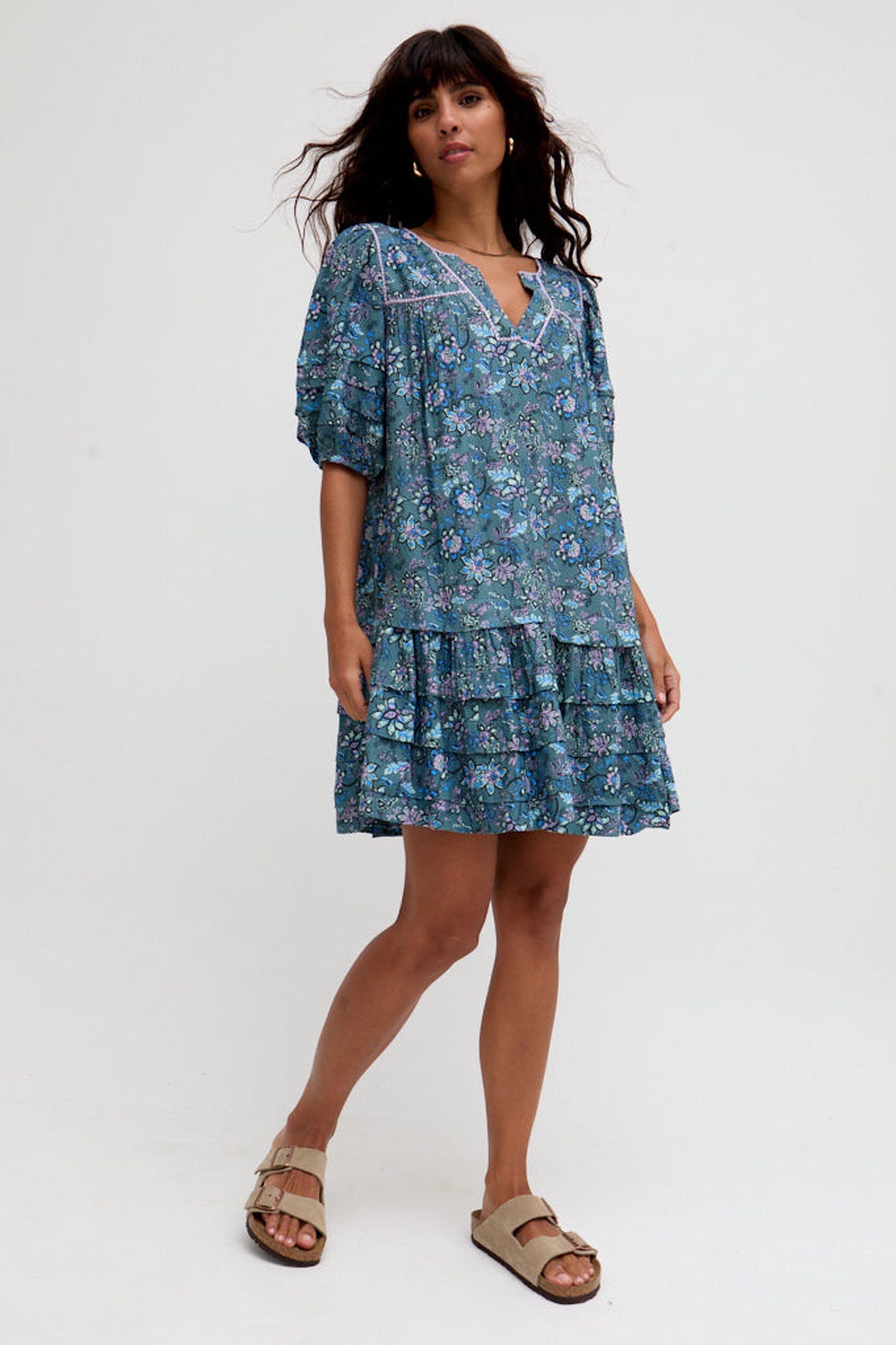RAFFYA Midikleid Grace Tiered Hem Floral Printed Mini Dress Damen günstig online kaufen