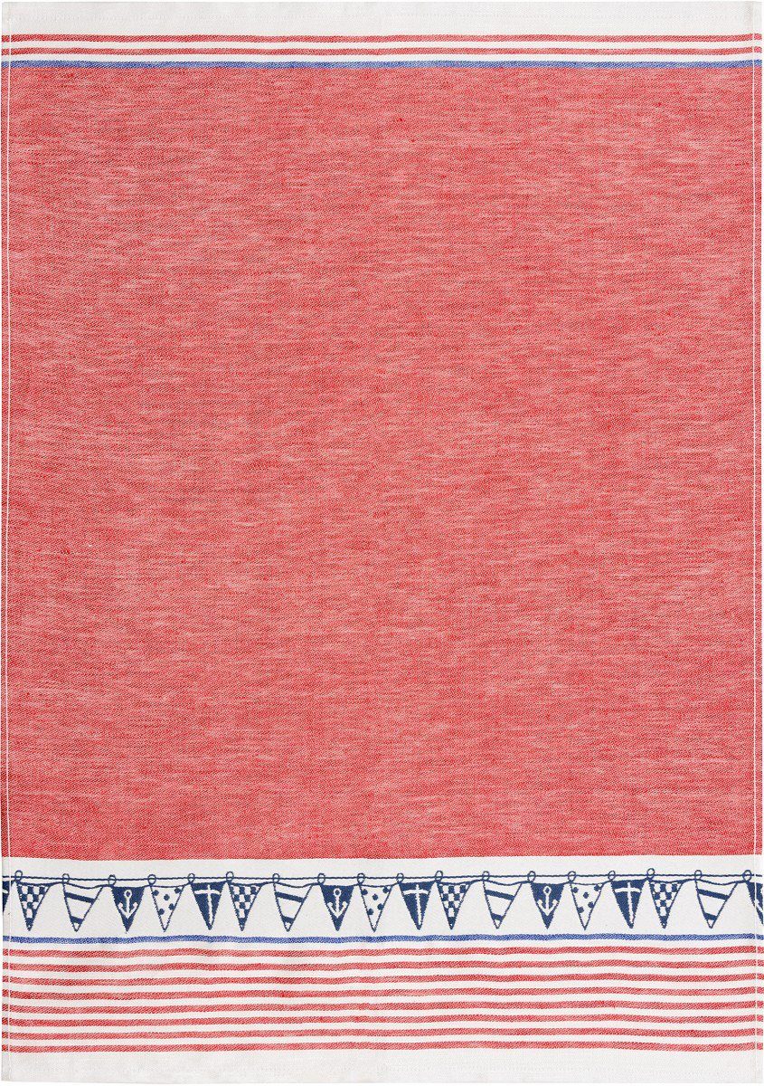Kracht Geschirrtuch Jacquard Set), Pack cm, Nordsee, 50 (Set, Halbleinen Geschirrtücher 3er (3 3-tlg., ca. Rot Stück), 70 x