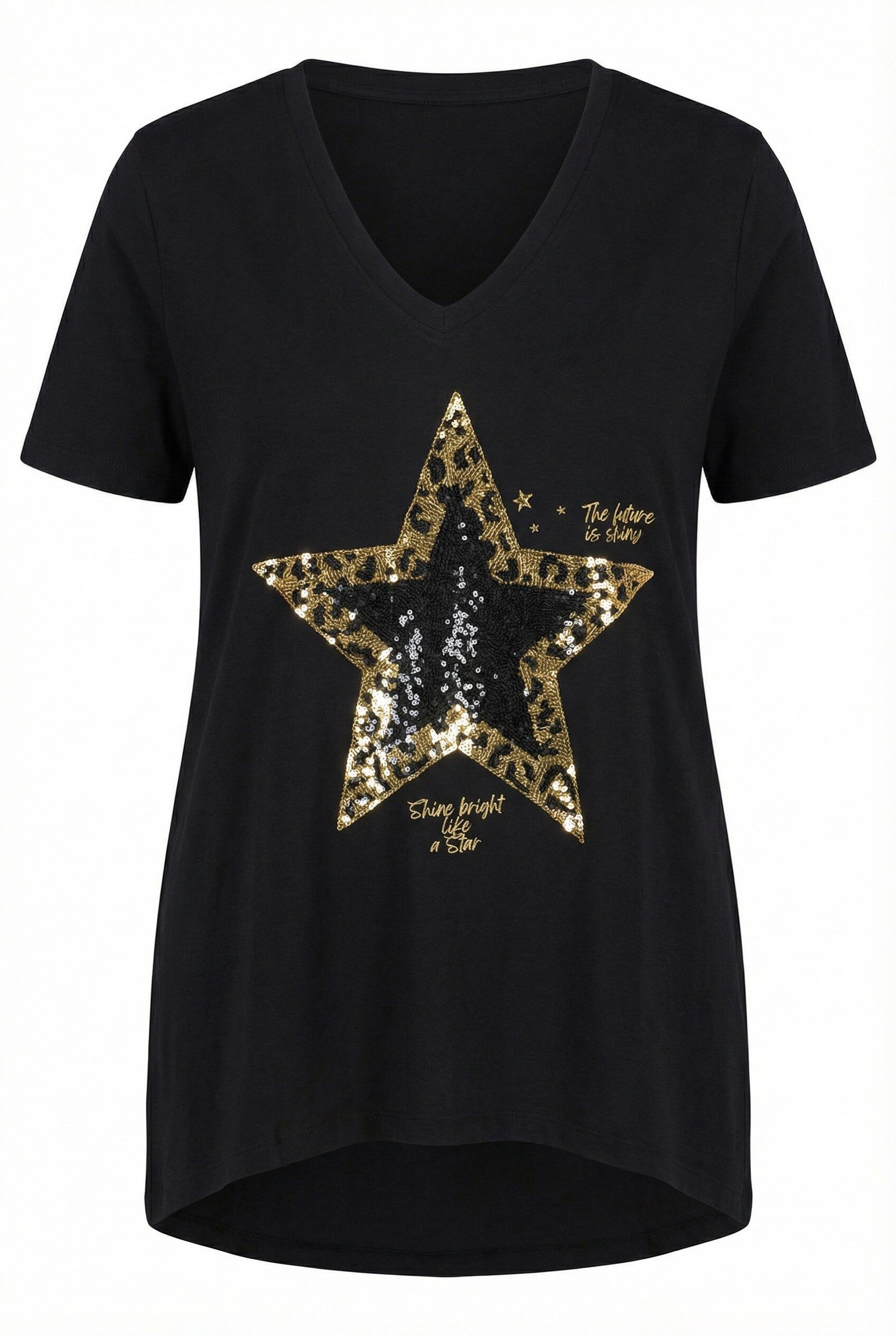 Angel of Style T-Shirt T-Shirt A-Linie Pailletten-Stern Halbarm günstig online kaufen