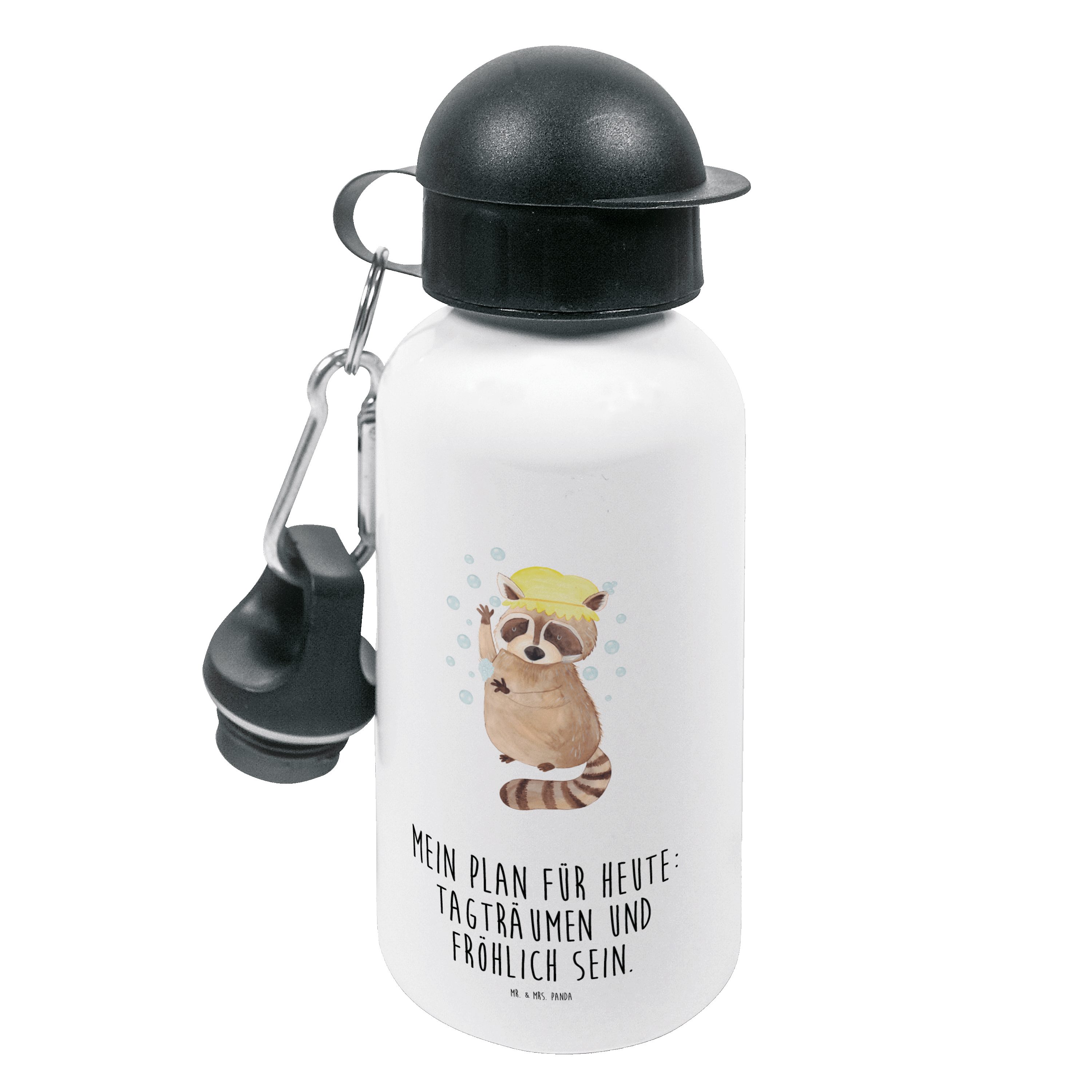 Mr. & Mrs. Panda Trinkflasche Waschbär - Weiß - Geschenk, Trinkflasche, waschen, Kindertrinkflasche