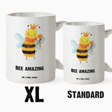 Mr. & Mrs. Panda Tasse Biene König - Weiß - Geschenk, Hummel, XL Tasse, XL Becher, Große Tas, XL Tasse Keramik, Einzigartiges Design