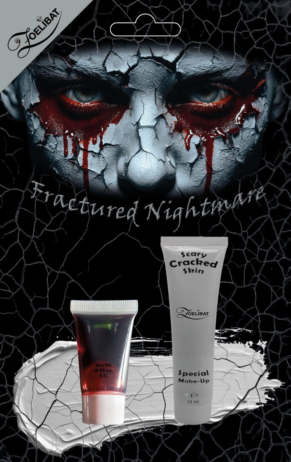 feiermeier Theaterschminke Cracked Skin 14 ml mit Kunstblut 8 g, Grau - Hall