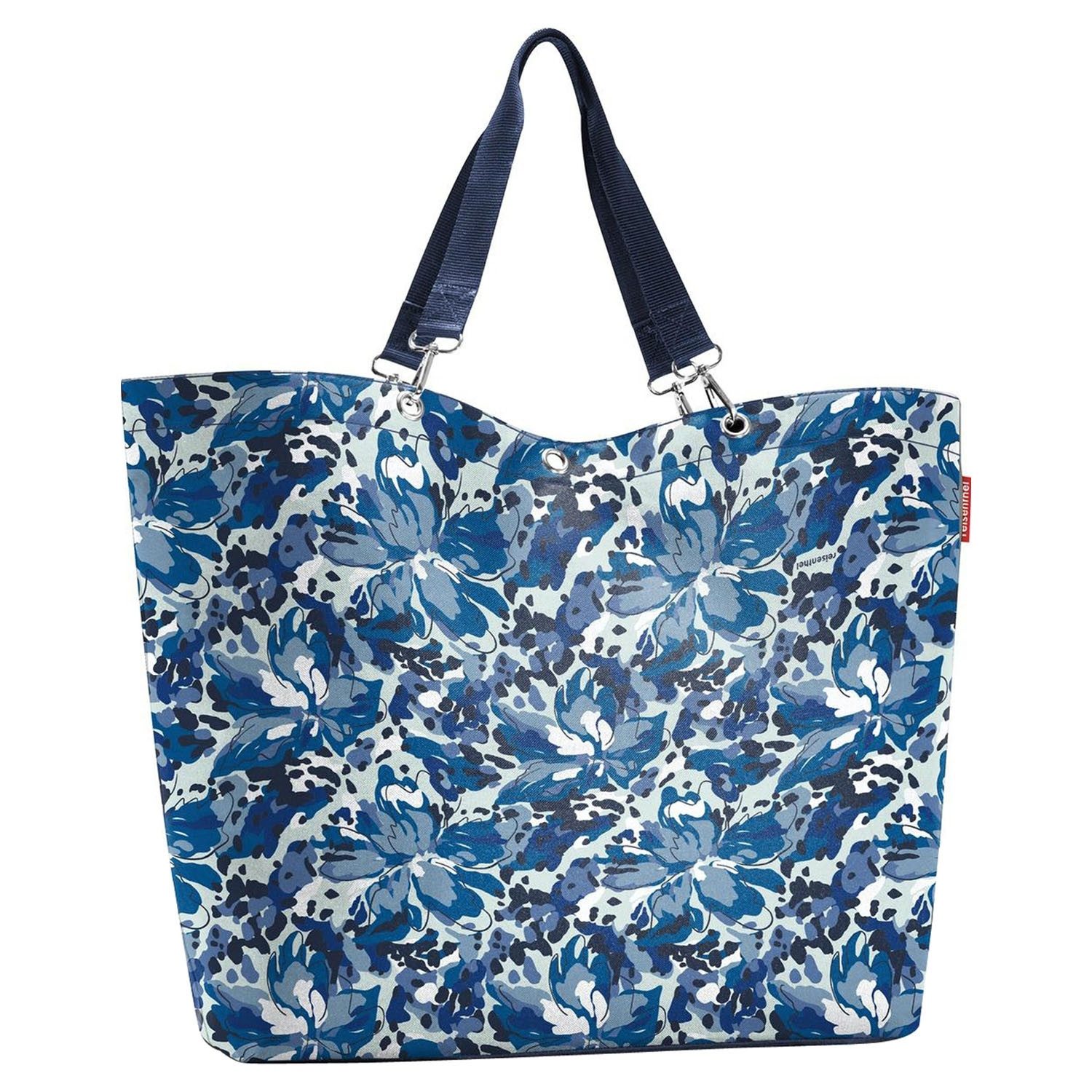 REISENTHEL® Tragetasche SHOPPER XL, Blau, Weiß, florales Muster, Polyester (1-tlg), mit Reißverschluss, wasserabweisend
