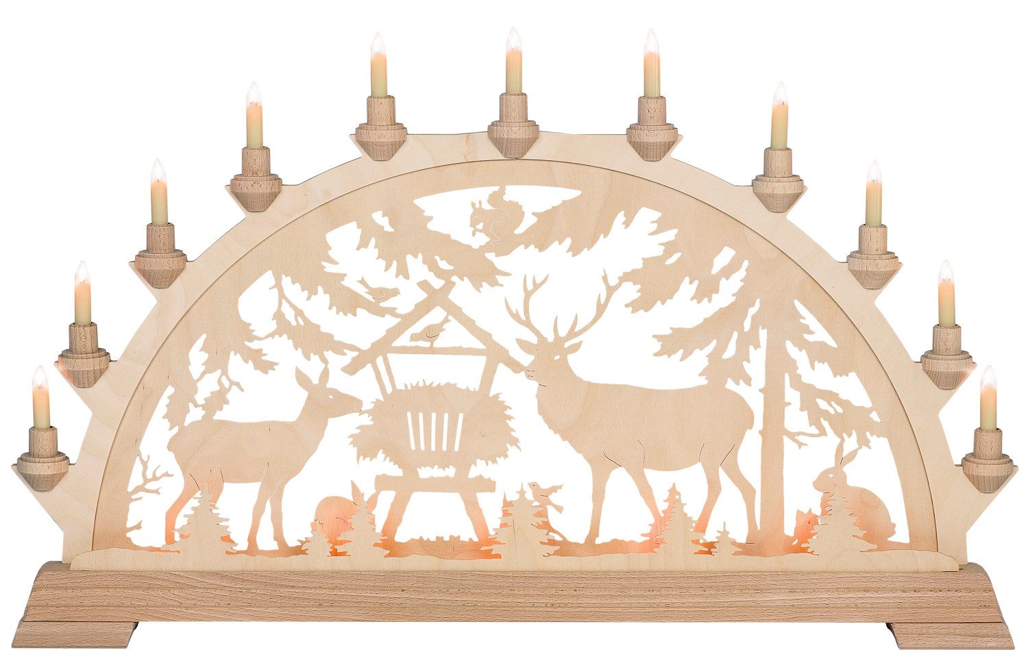 Kunstgewebe Taulin Schwibbogen Taulin Lichterbogen Wildfütterung - mit Vorbel., 16 flammig elektrisch beleuchtet