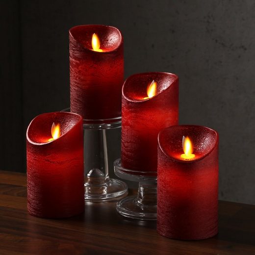 MARELIDA LED-Kerze »LED Kerzenset Adventskerzen Echtwachs bewegl. Flamme zum Auspusten 12,5cm 4St.« (4-tlg)