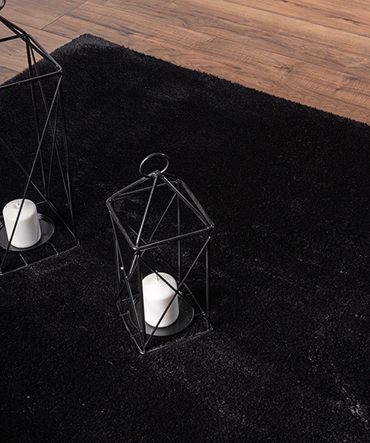 KADIMA DESIGN Teppich ALDAN Teppichläufer Schwarz 60x110 Uni Polyester Antirutsch Wohnzimmer, Läufer, Höhe: 18 mm, Trittschalldämmend, Strapazierfähig, Pflegele – Bild 5 von 5