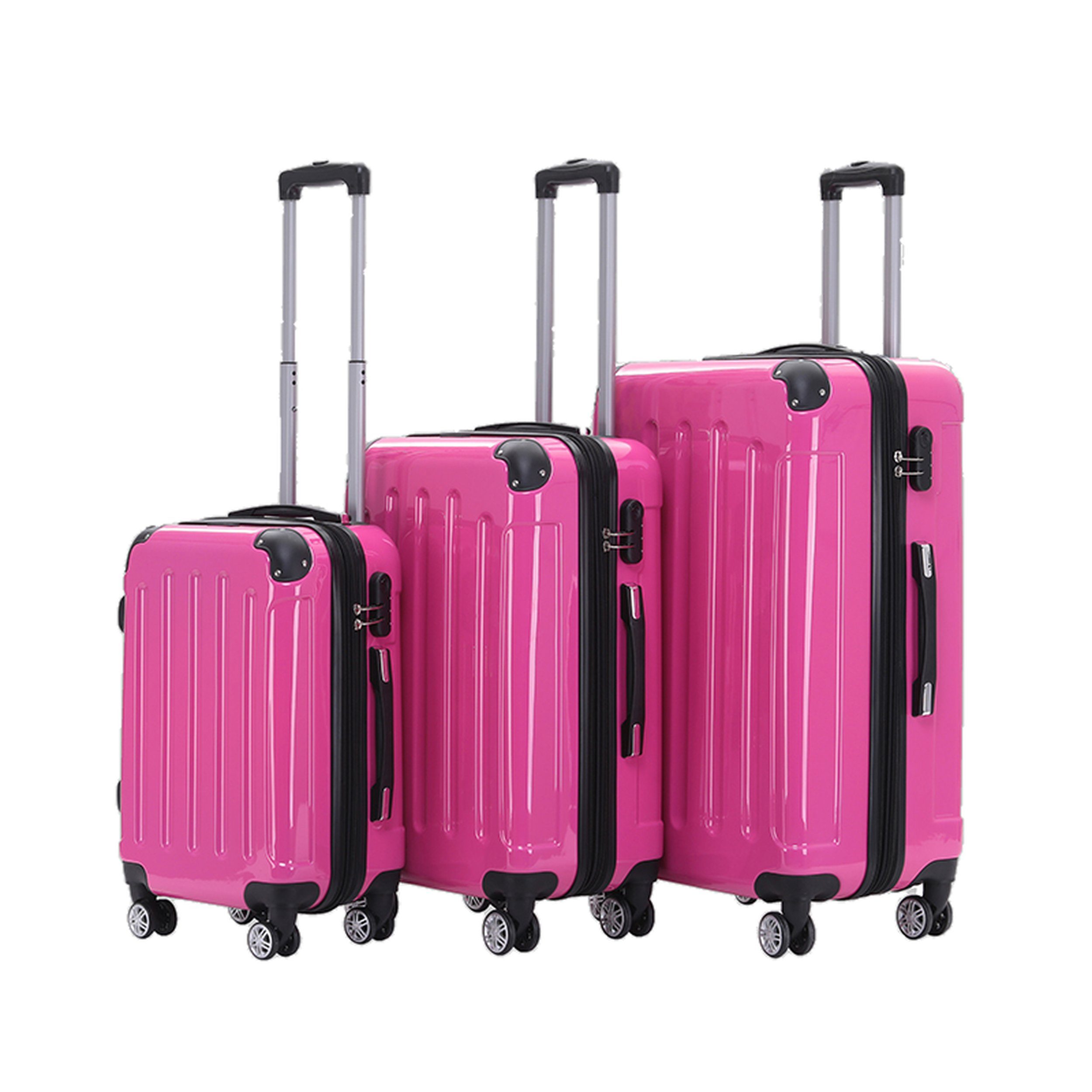 XL pink - Beibye - 4 75cm - 115/138L - - Rollen Light div. Farben Dehnfalte - Hartschalen-Trolley