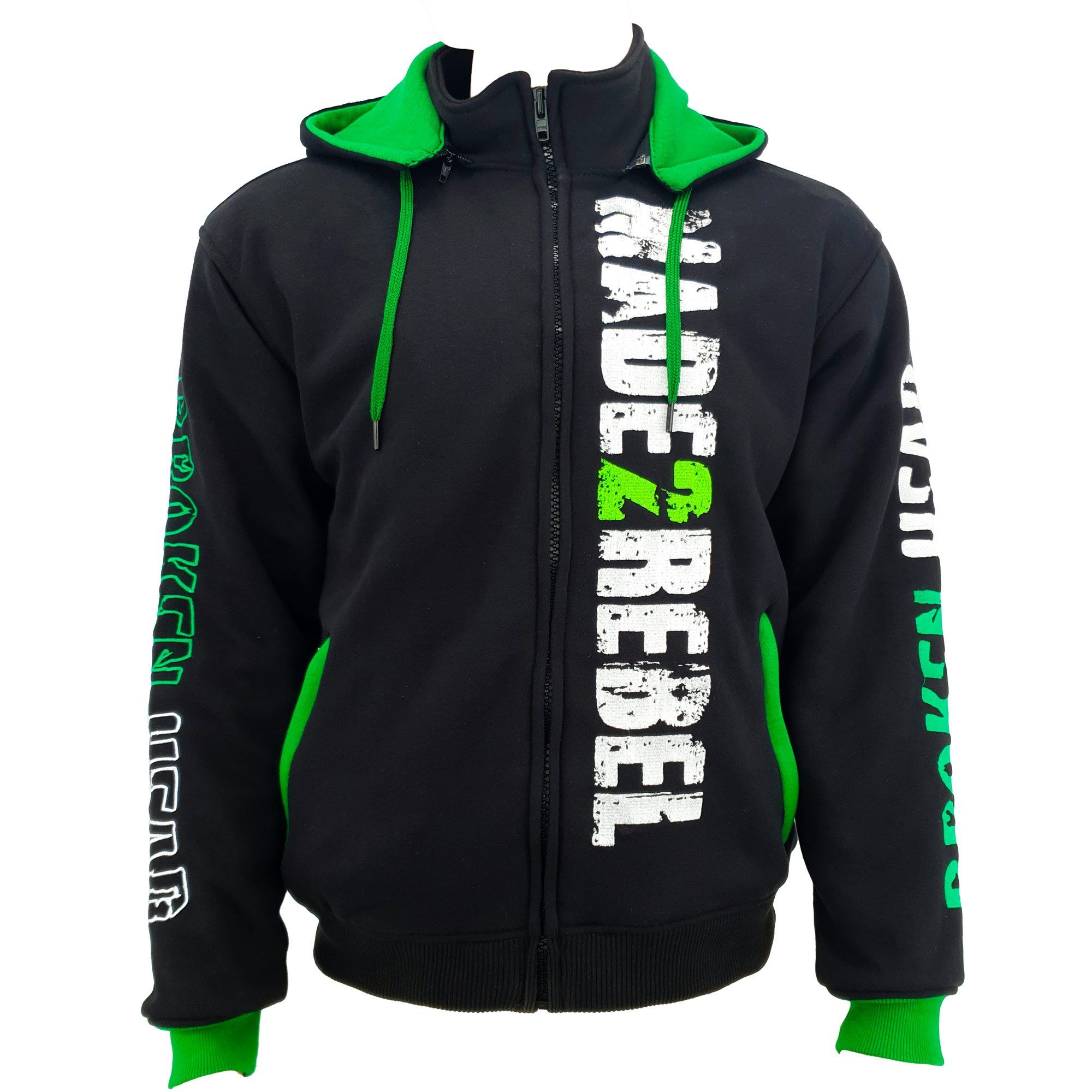 Kapuzensweatjacke Made2Rebel Grün Hoodie mit abnehmbarer Kapuze