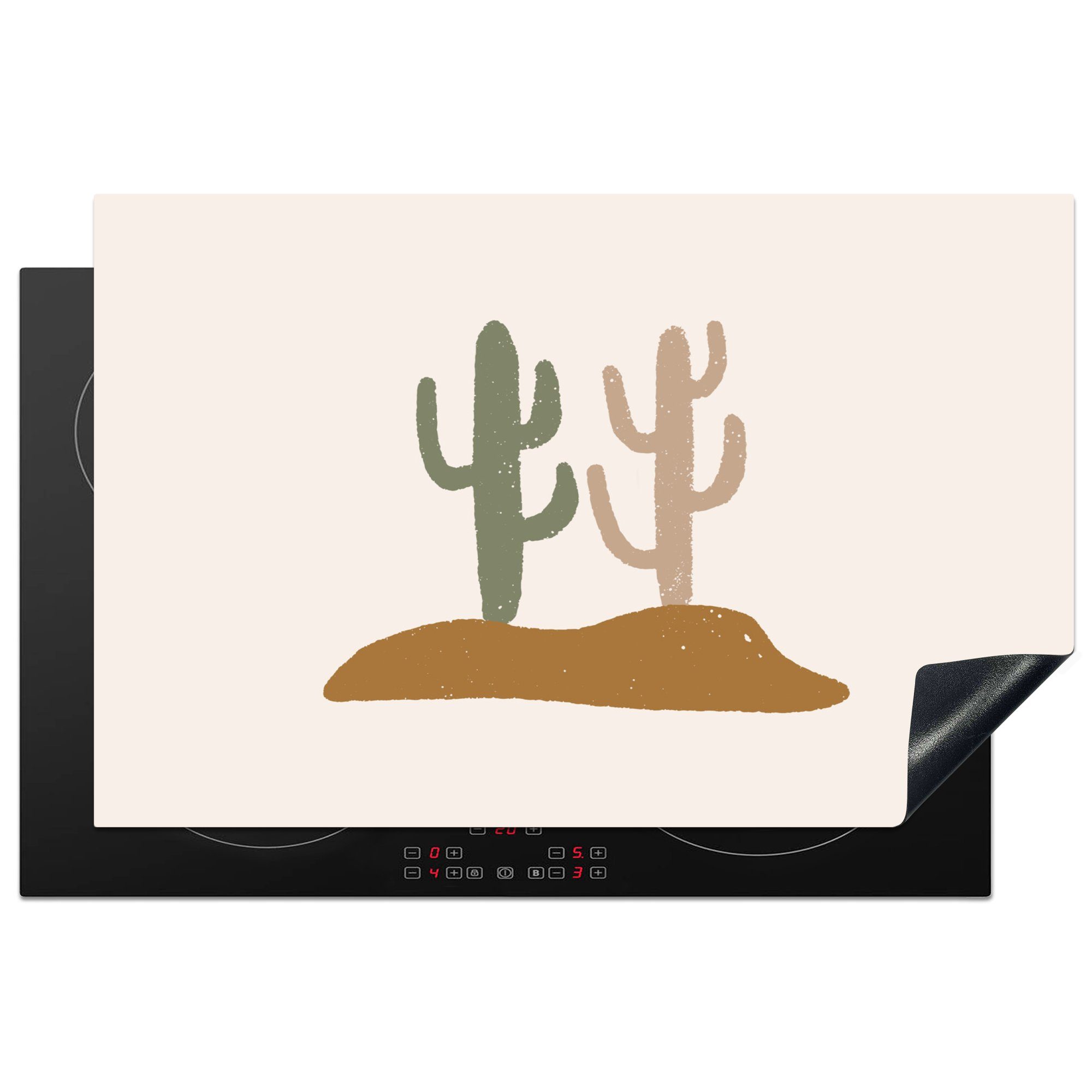 MuchoWow Herdblende-/Abdeckplatte Sommer - Kaktus Wüste, Vinyl, Schutz für Induktionskochfeld Ceranfeldabdeckung (1 cm, - die 81x52 küche, tlg)