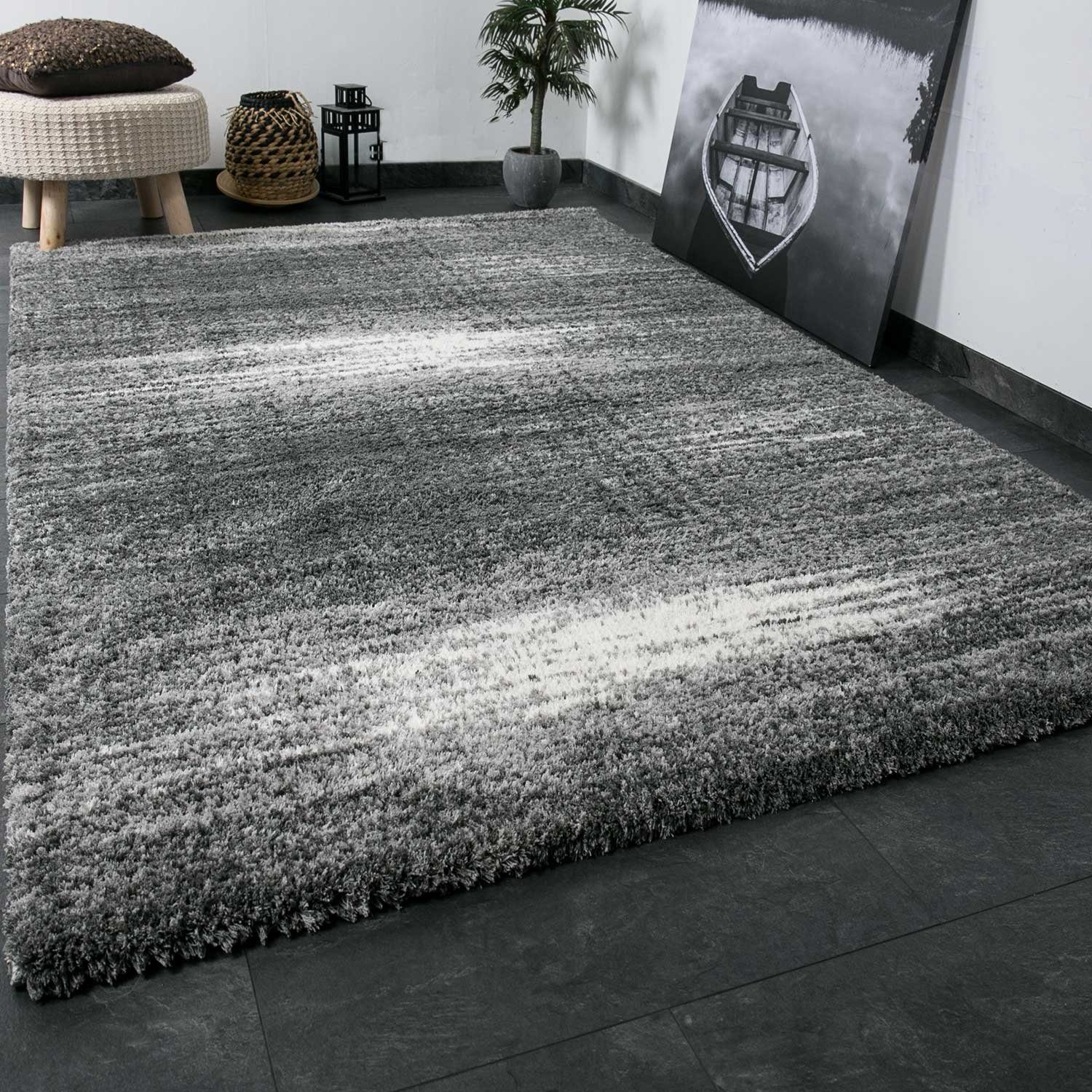 Vimoda Teppich Hochflor Shaggy Grau, Microfaser Extra Flauschig, Rechteckig, Höhe: 30 mm, softy, teppich hochflor, wohnzimmer, flor