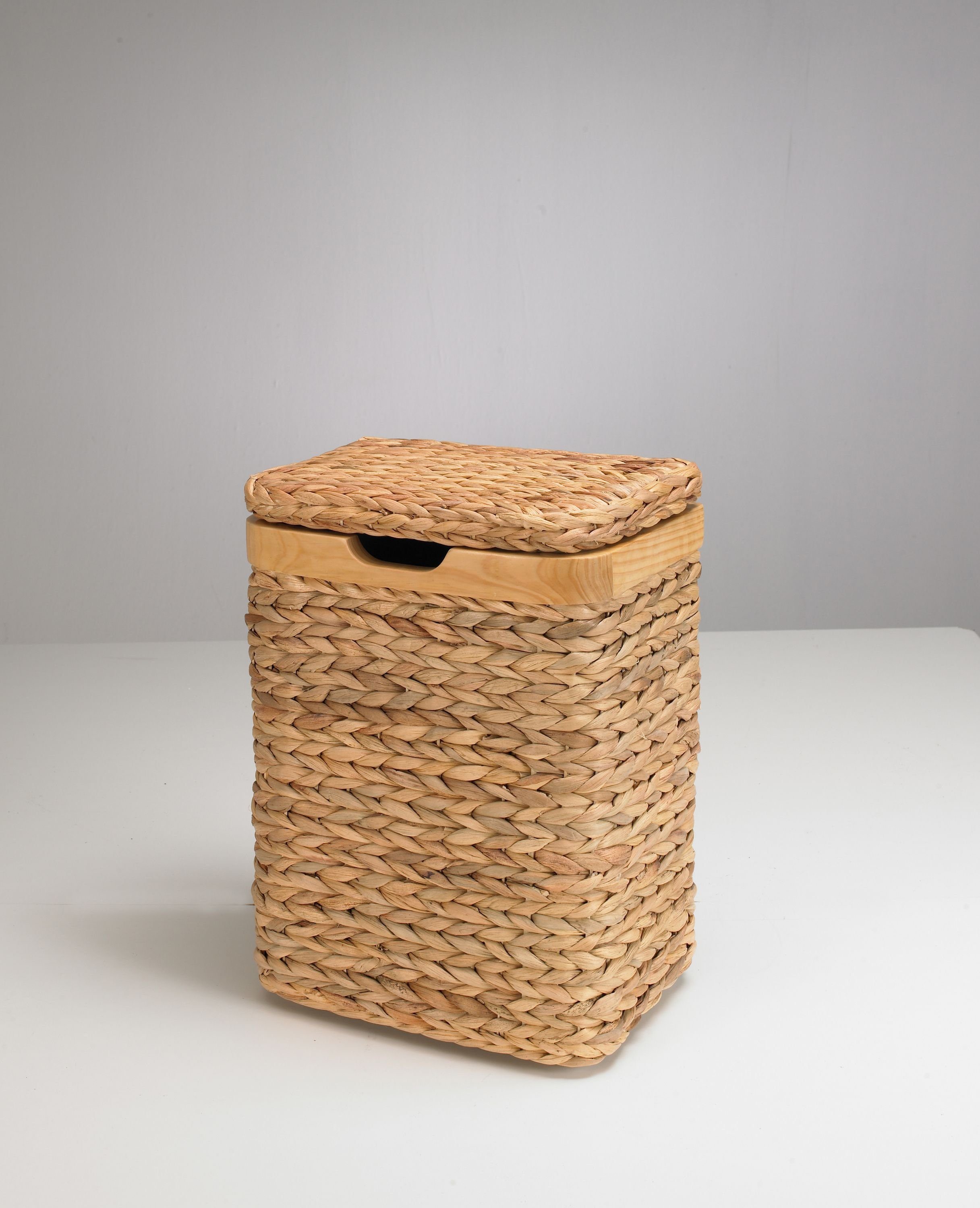 ARTRA Truhe (1 St), Wäschesammler mit Zierrahmen aus Massivholz Natur 35/25/50 cm BSCI Truhe nachhaltig atmungsaktiv