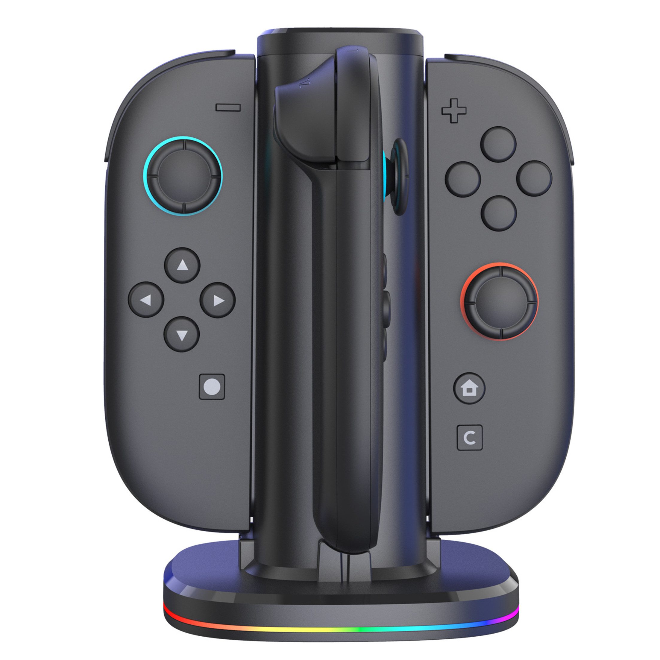 KINSI Switch 2 Controller Ladestation, Mehrfachladegerät für 4 Joy-Cons Controller-Ladestation (mit RGB Beleuchtung & LED Ladestatusanzeige)