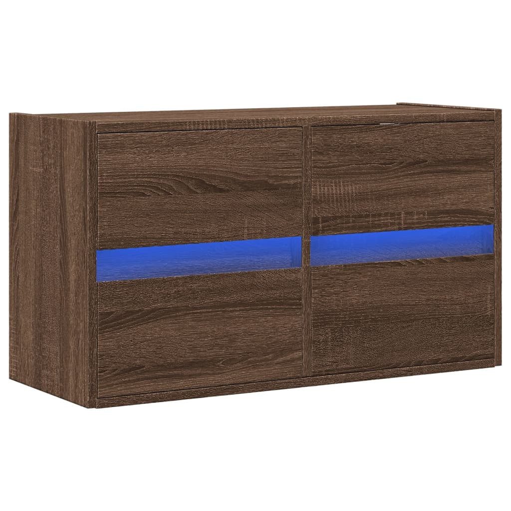 vidaXL TV-Wand TV-Wandschrank mit LED-Beleuchtung Braun günstig online kaufen