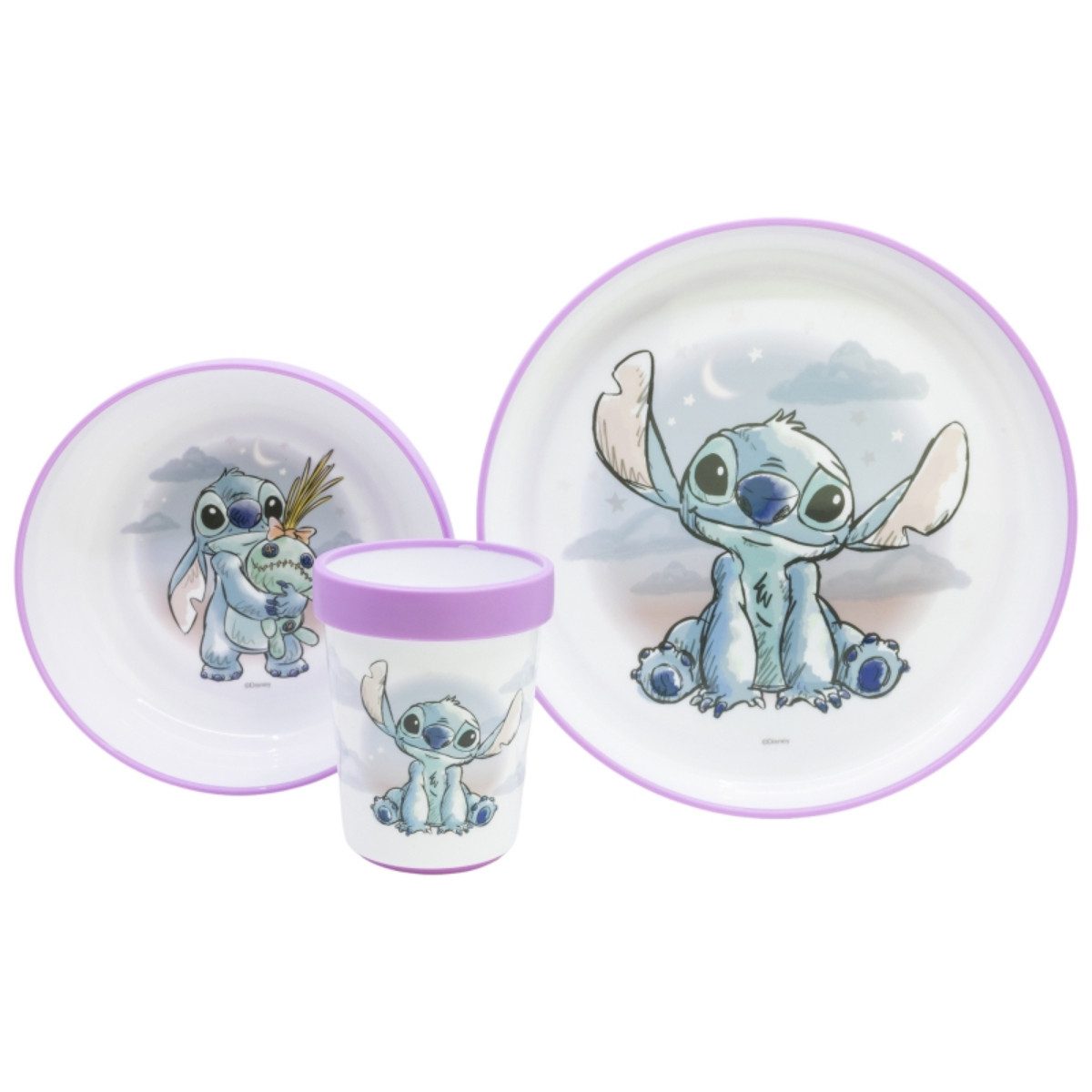 Lilo & Stitch Kindergeschirr-Set 3-teiliges Kinder-Set mit Anti-Rutsch-Boden (3-tlg)