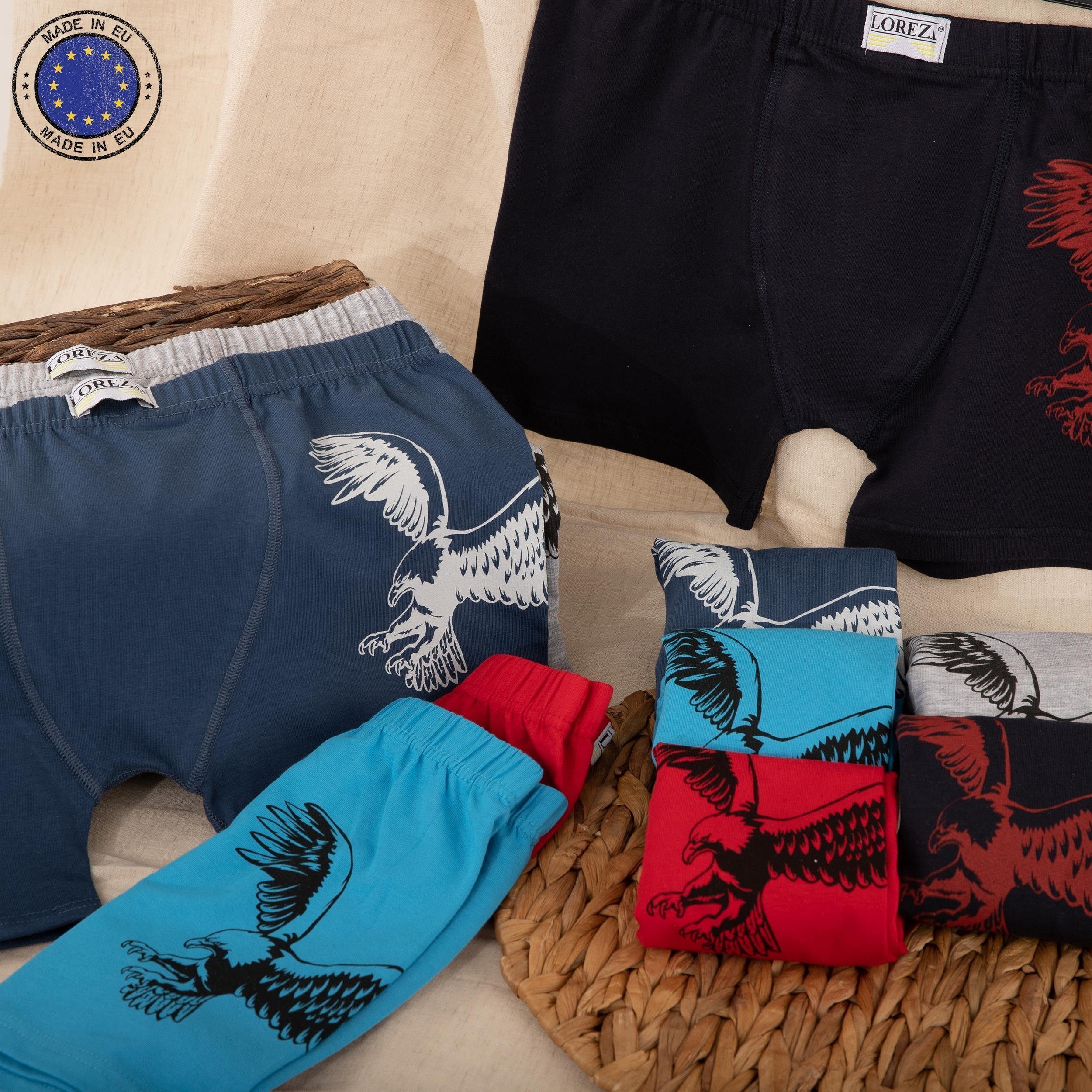 LOREZA Boxershorts 10er Pack Jungen Boxershorts - Adler - Bunt (Spar-Packung, 10-St) – Bild 4 von 5