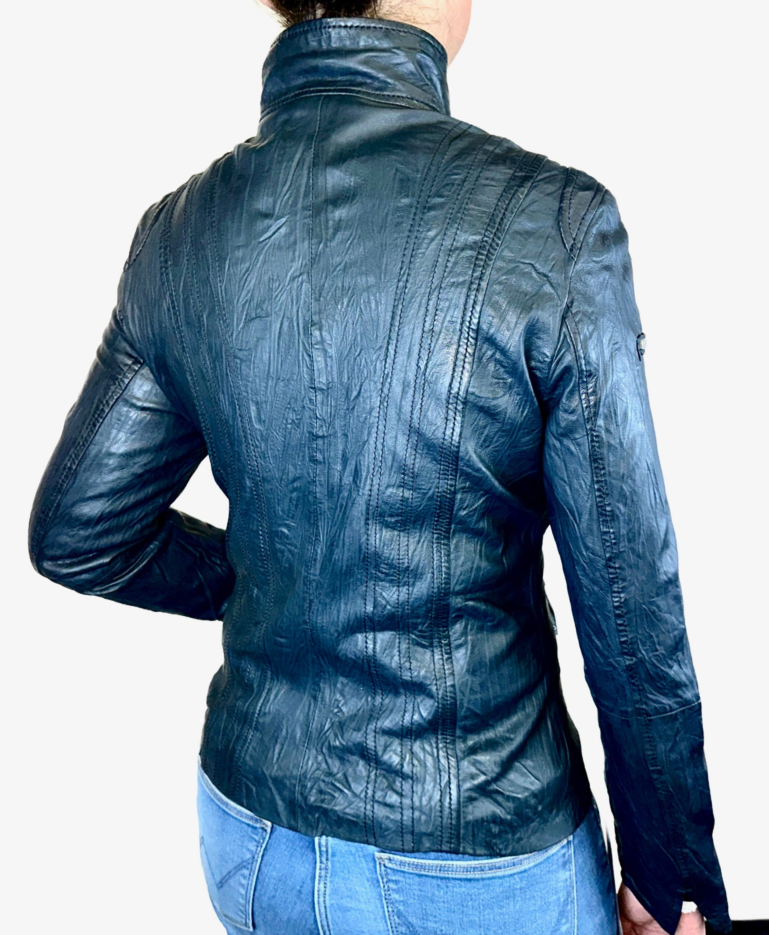 Cabrini Lederjacke aus feinstem Lammnappa Crinkle Effekt günstig online kaufen