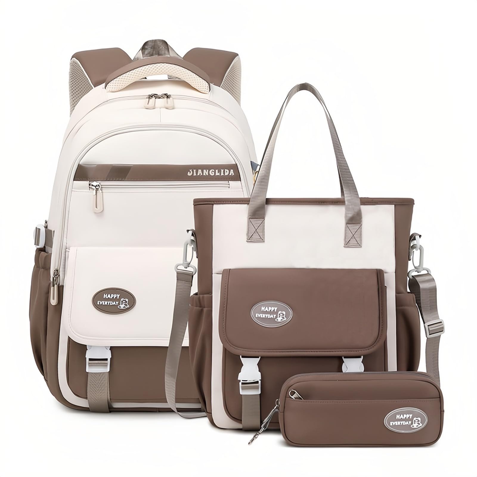 MOPUEA Schulrucksack Schulrucksack-Set 3-tlg Schultasche Wasserabweisend Viele Fächer