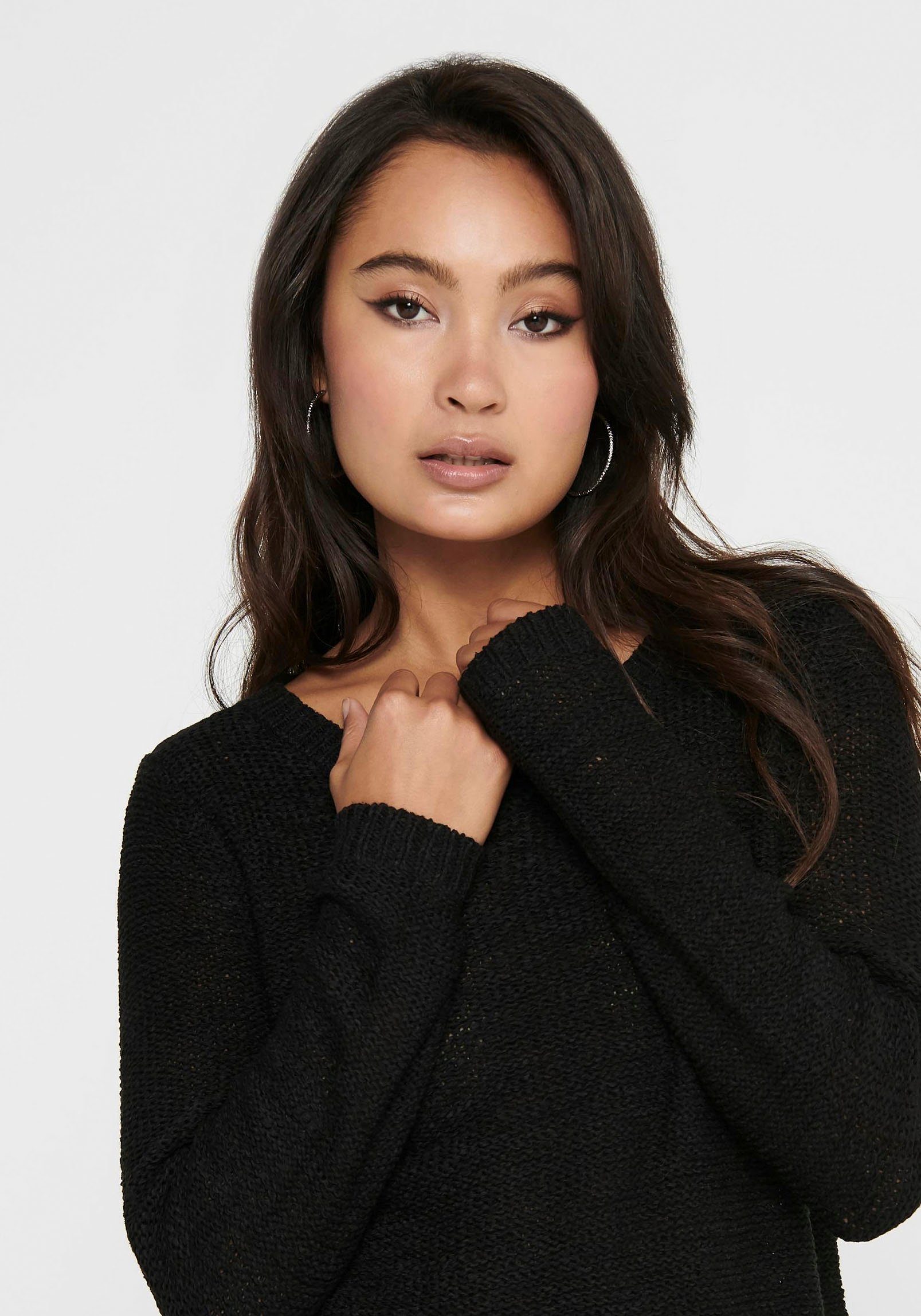 ONLY Strickpullover ONLGEENA XO L/S PULLOVER KNT NOOS Materialmix, regular fit