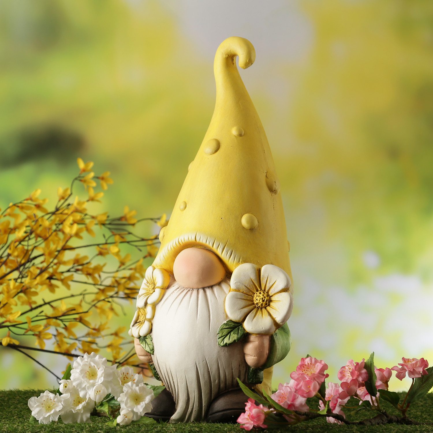 MARELIDA Gartenzwerg BERT Zwerg mit Blumen Polyresin Gartenfigur für Garten günstig online kaufen