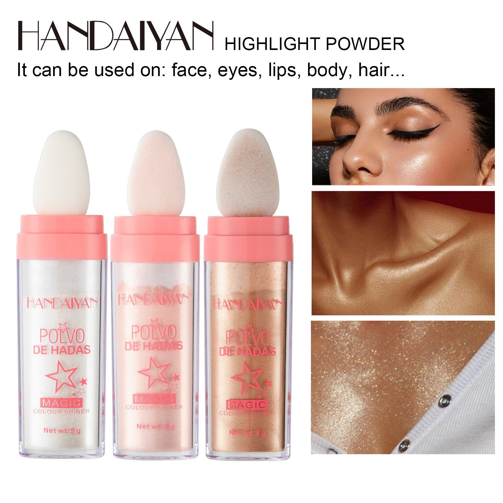 Haiaveng Highlighter Highlighter Powder Glitter Shiner weiß Powder Lippen Augen für Gesicht