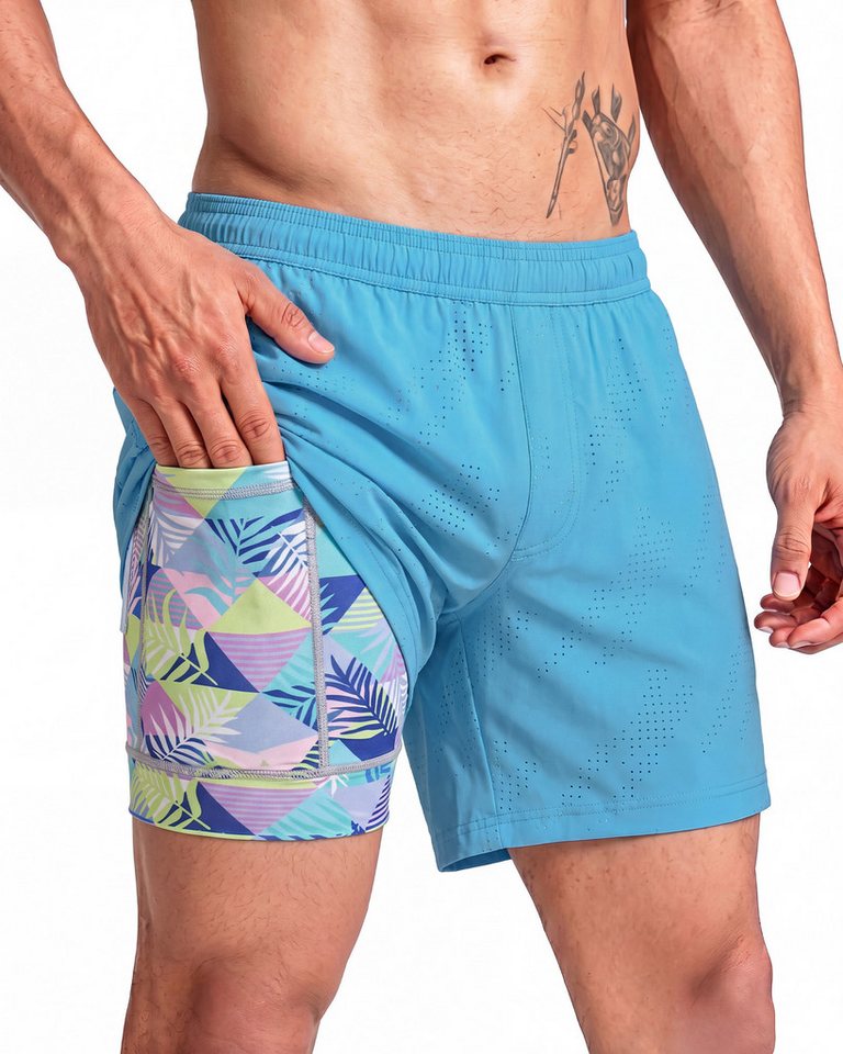 MaaMgic Laufshorts Herren 2-in-1 atmungsaktiv Trainingsshorts Stretch kurz Sporthose (1-tlg)