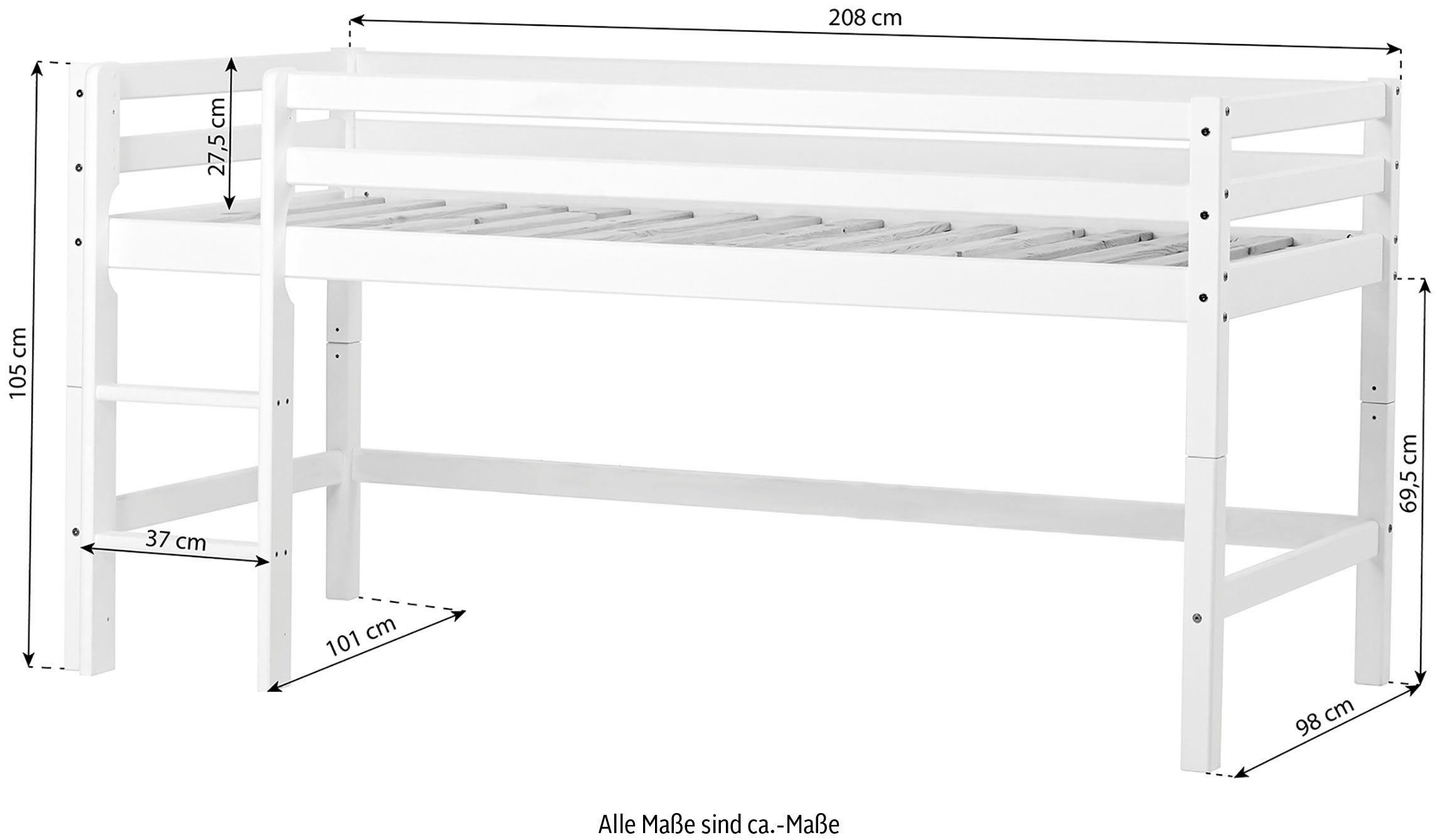 Hoppekids Hochbett ECO Dream MY COLOR (Set, Bett) 90x200, umbaubar in Einzelbett, 4 Farben