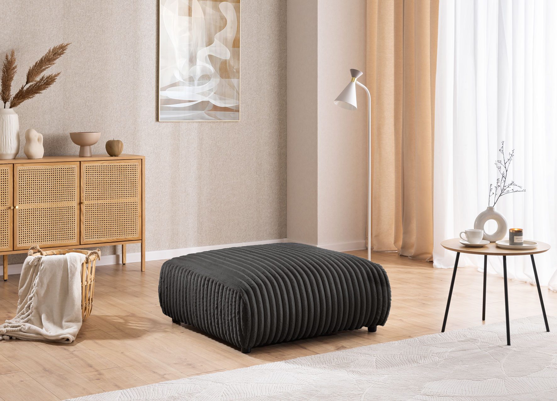 S-Style Möbel Polsterhocker Mollis aus Plüschcord günstig online kaufen