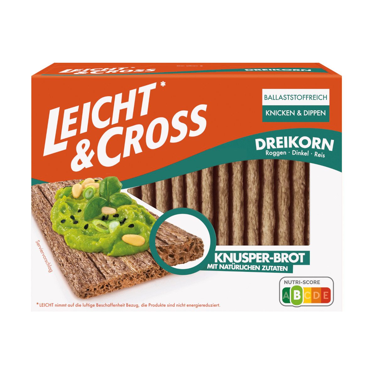 Leicht & Cross Brot, Leicht und Cross Knusper Brot Dreikorn luftig und knusprig 125g