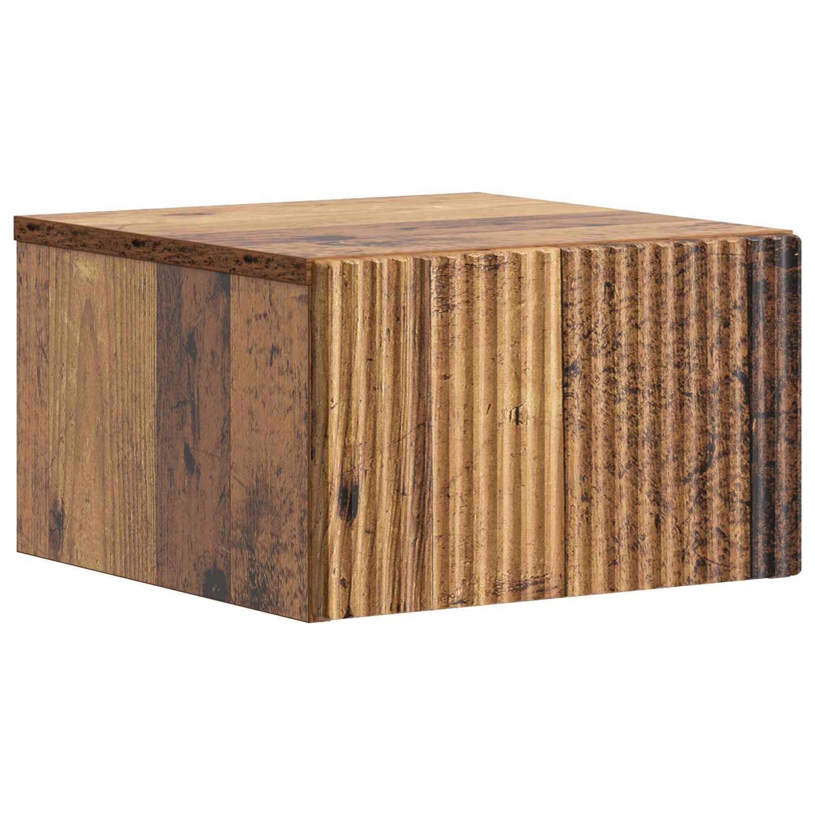 furnicato Kleiderschrank Nachttisch Wandmontage 33 x 34,5 x 20 cm Altholz Stabile Nachtschränkchen mit Schublade und Platz für dein Schlafzimmer