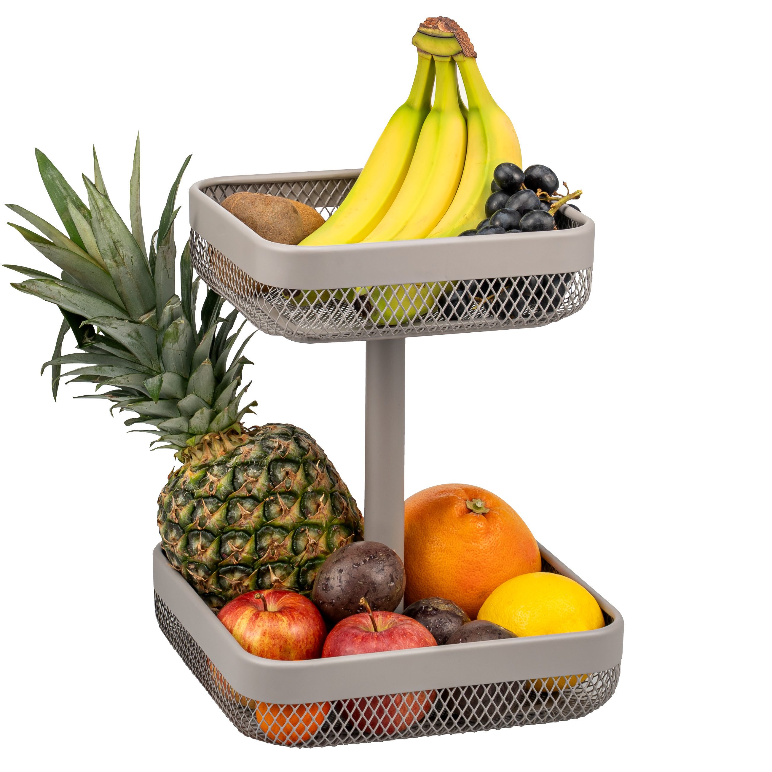 eluno Obstschale 2-stöckig, eckig, 20 x 20 cm und 25 x 25 cm, aus Metall, Metall, 2-stöckig