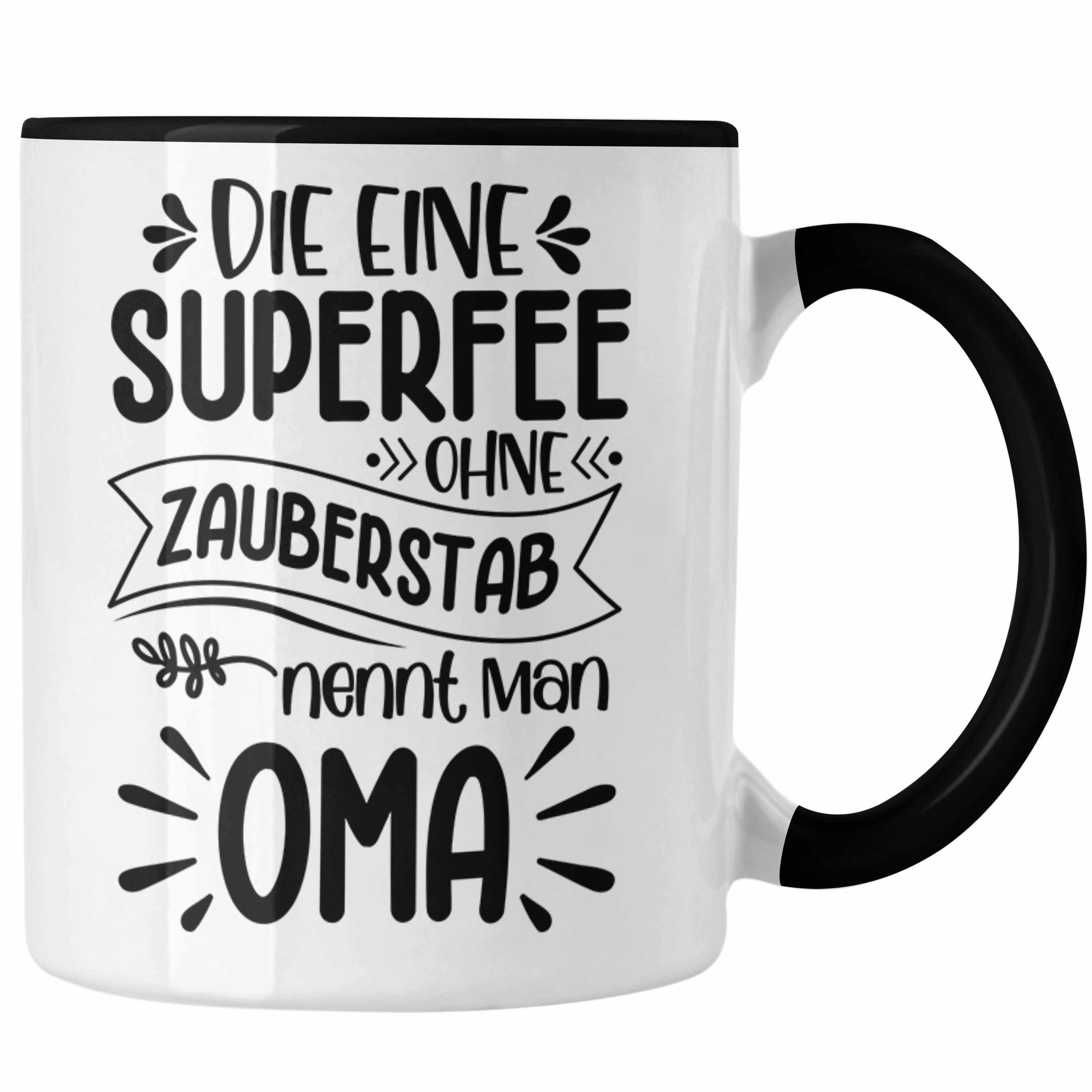 Trendation Tasse Trendation - Superfee Oma Tasse Geschenk für Beste Oma Der Welt Geburtstag Weihnachten Schwarz