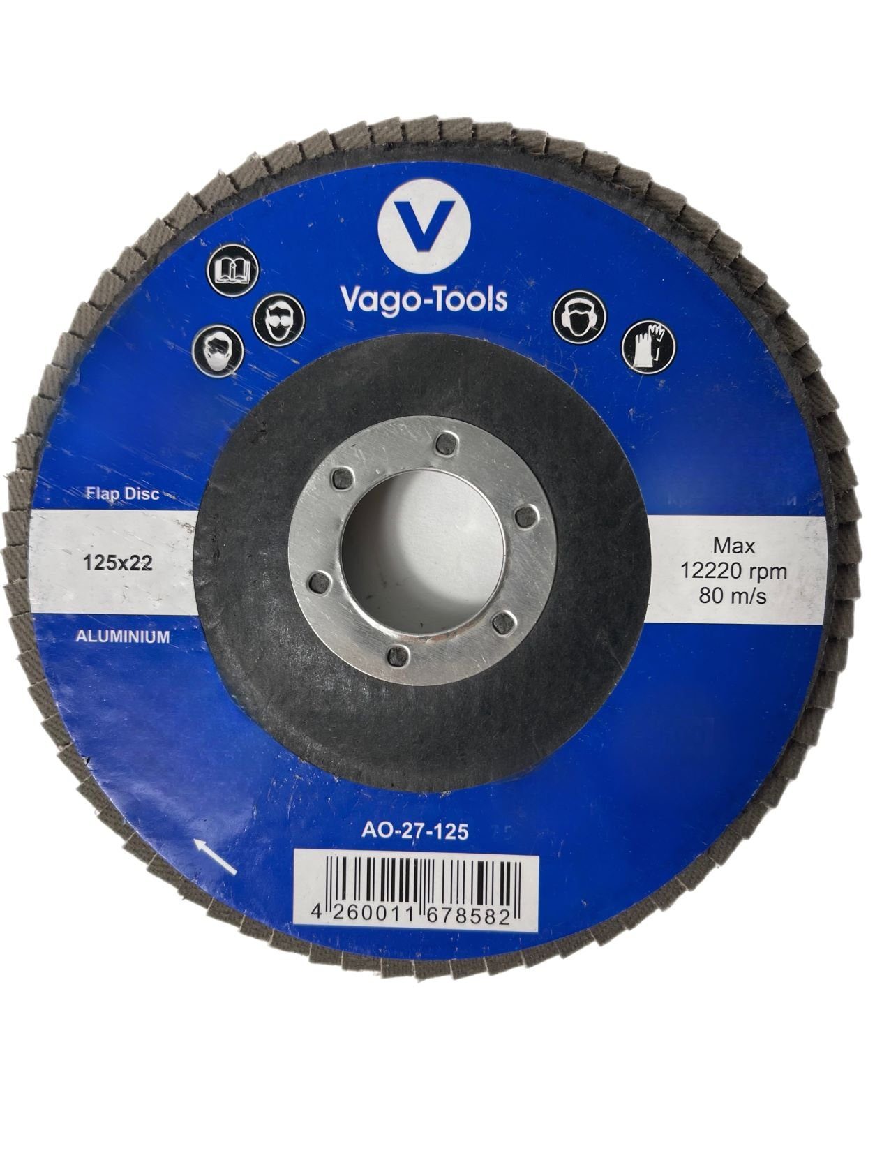 VaGo-Tools Schleifscheibe flach 125mm 10x, Fächerschleifscheiben P36 Braun (Packung)