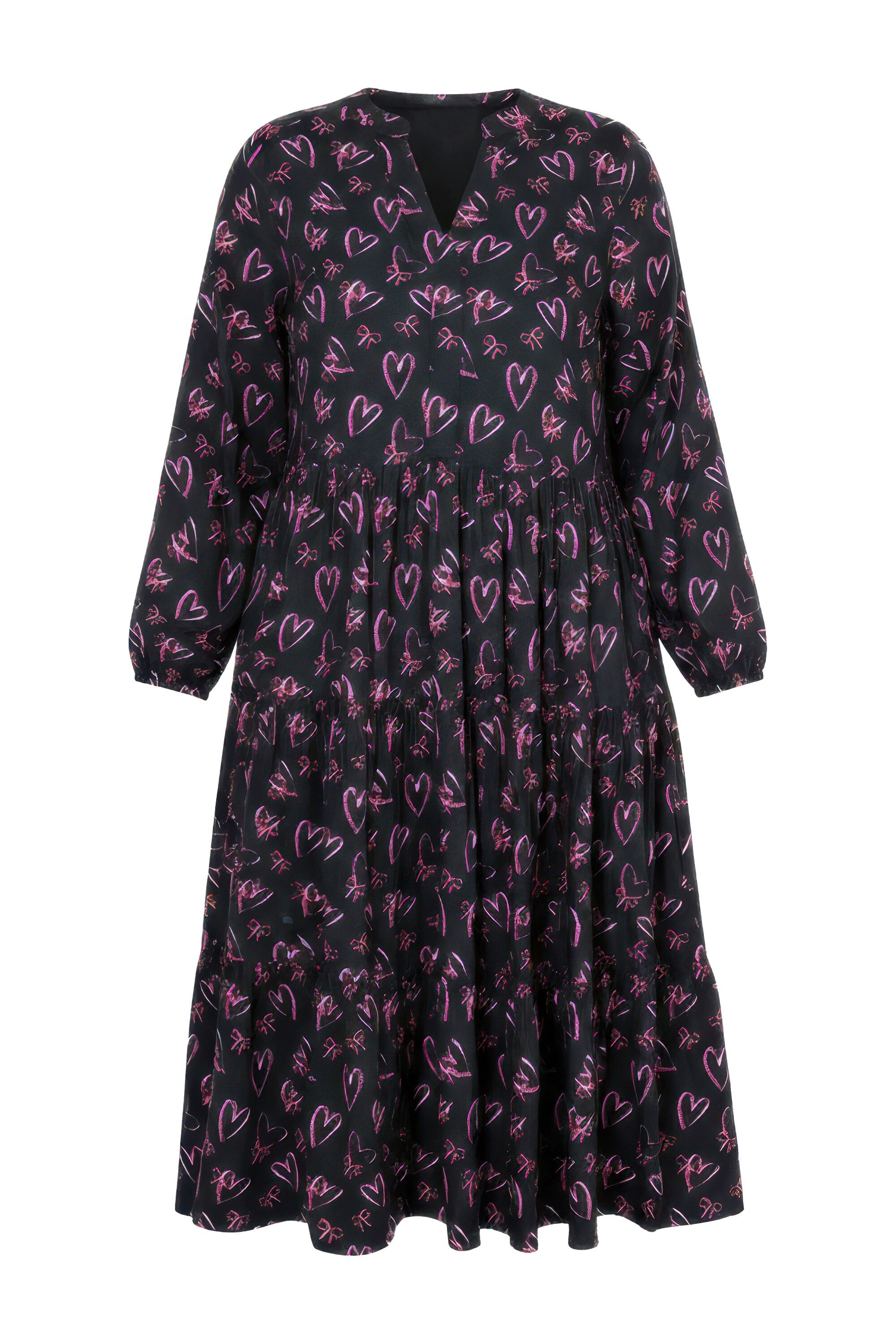 Maxikleid Maxikleid Herzschleifen V-Ausschnitt Volants