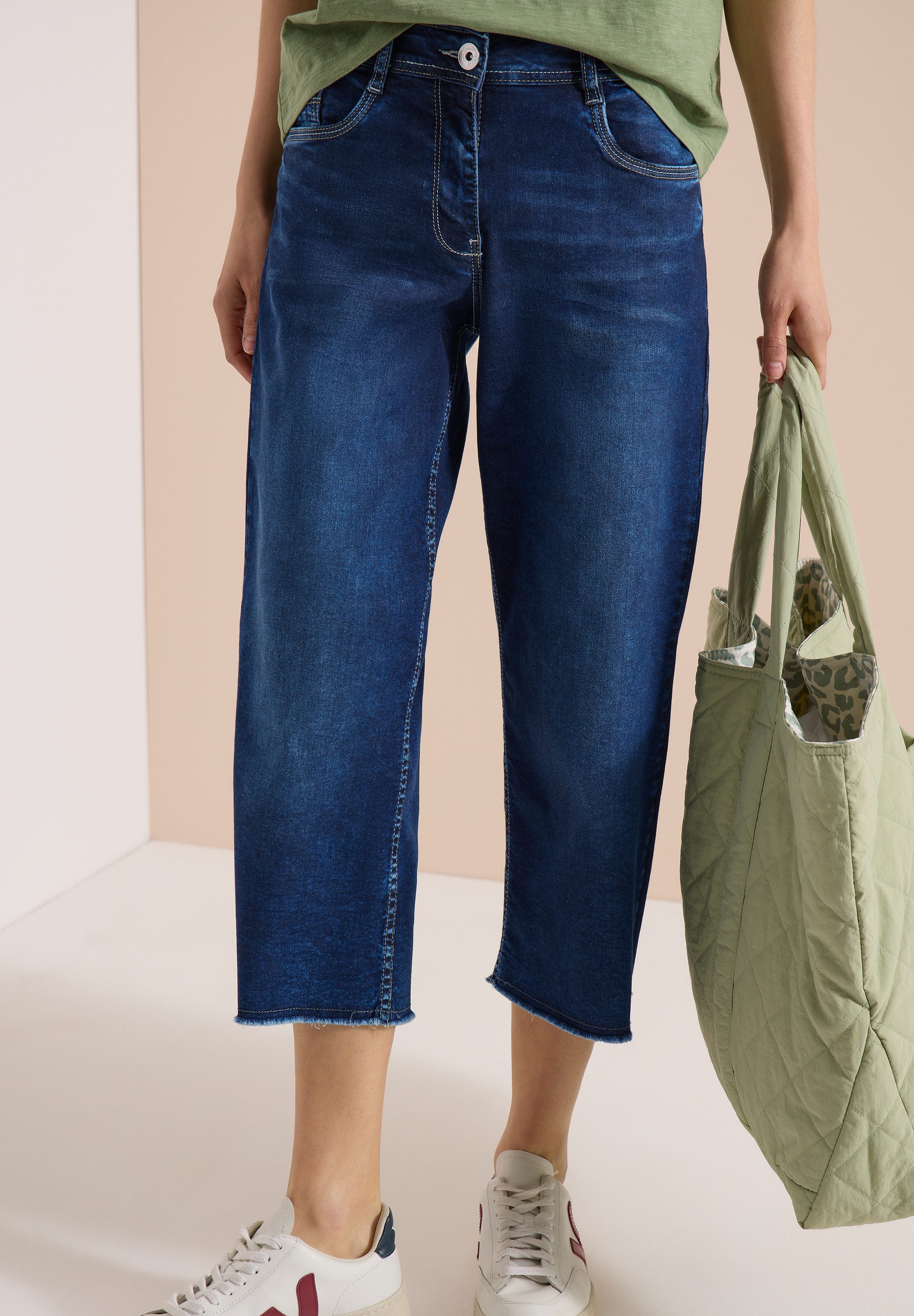 CECIL 3/4-Jeans Style Neele im Loose Fit - ausgefranste Beinabschlüsse/mit Stretch