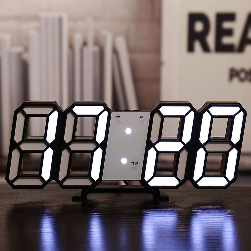 Oneid Wecker 3D LED Digitalwecker, Wanduhr, Digitaluhr,für Haus, Küche oder Büro Schwarz