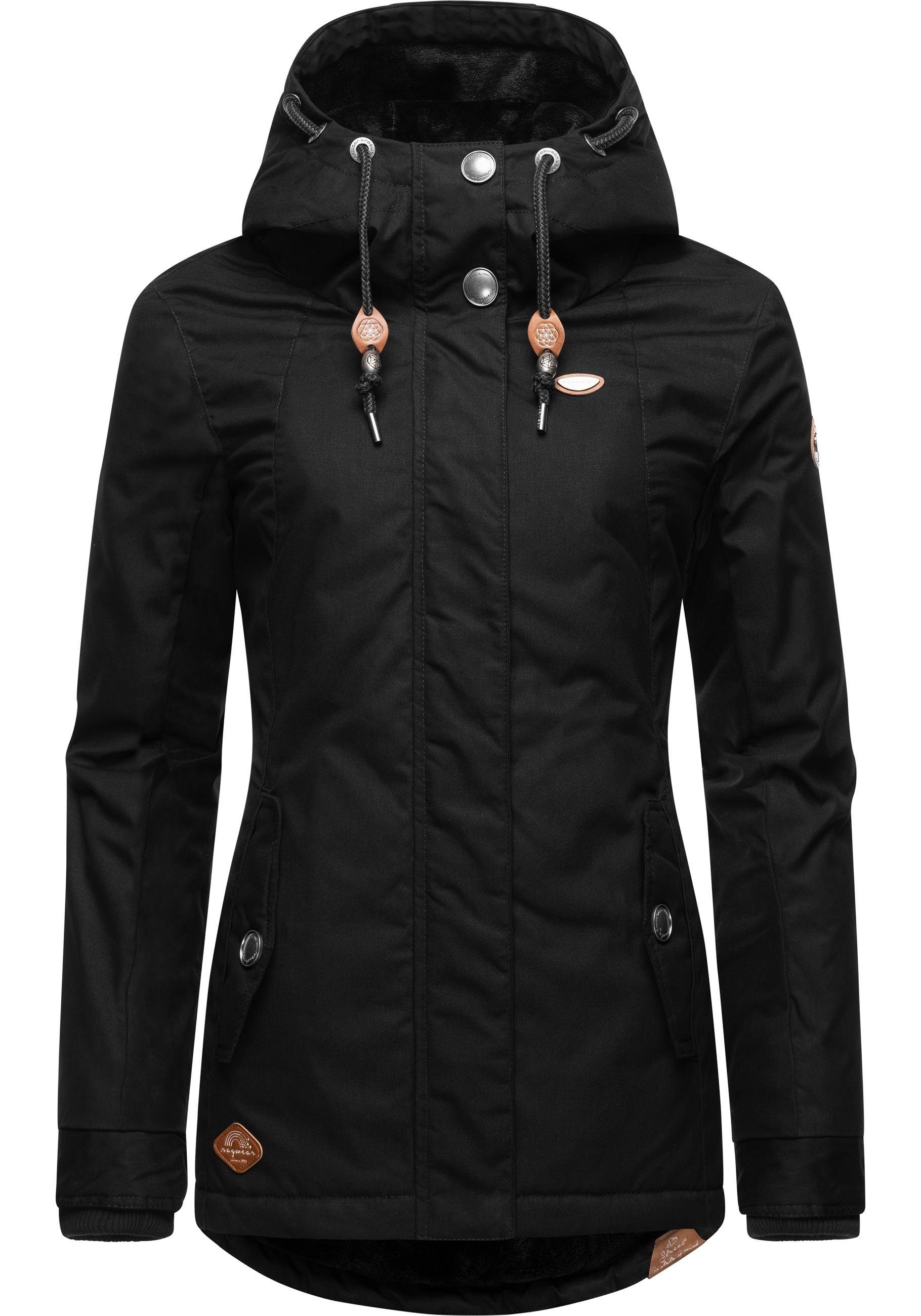 Ragwear Winterjacke Monade Damen Winterparka mit Kapuze und m. Fleece gefüttert