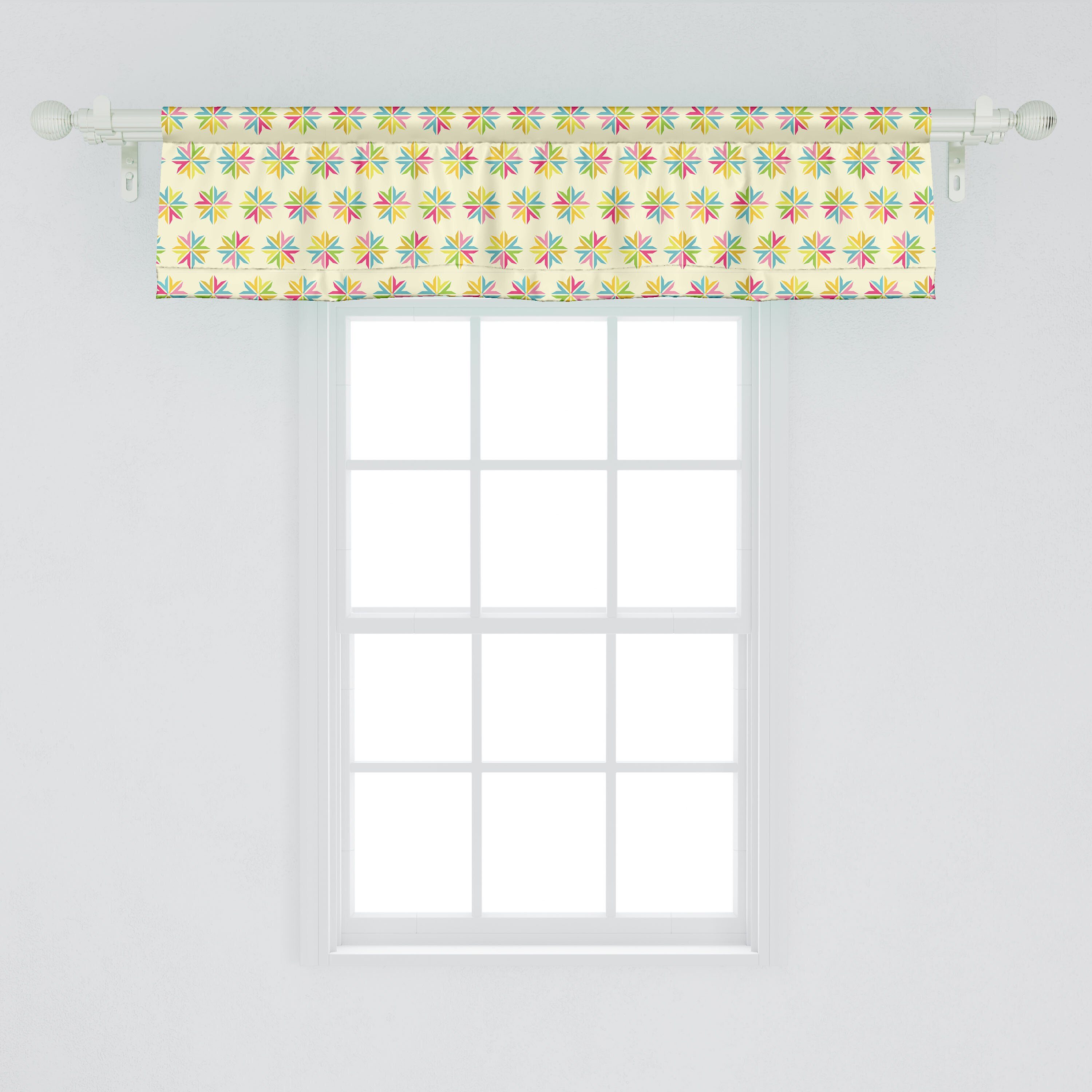 Scheibengardine Vorhang Volant Ornamentik mit Sterne Microfaser, Schlafzimmer Bunt Abakuhaus, Stangentasche, Dekor für Küche Lustige