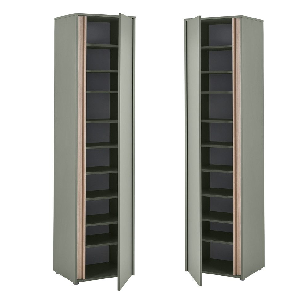 Lomadox Garderobenschrank CRISP-61 grün mit Eiche Nb., 1 Tür, 50 cm breit, grifflos