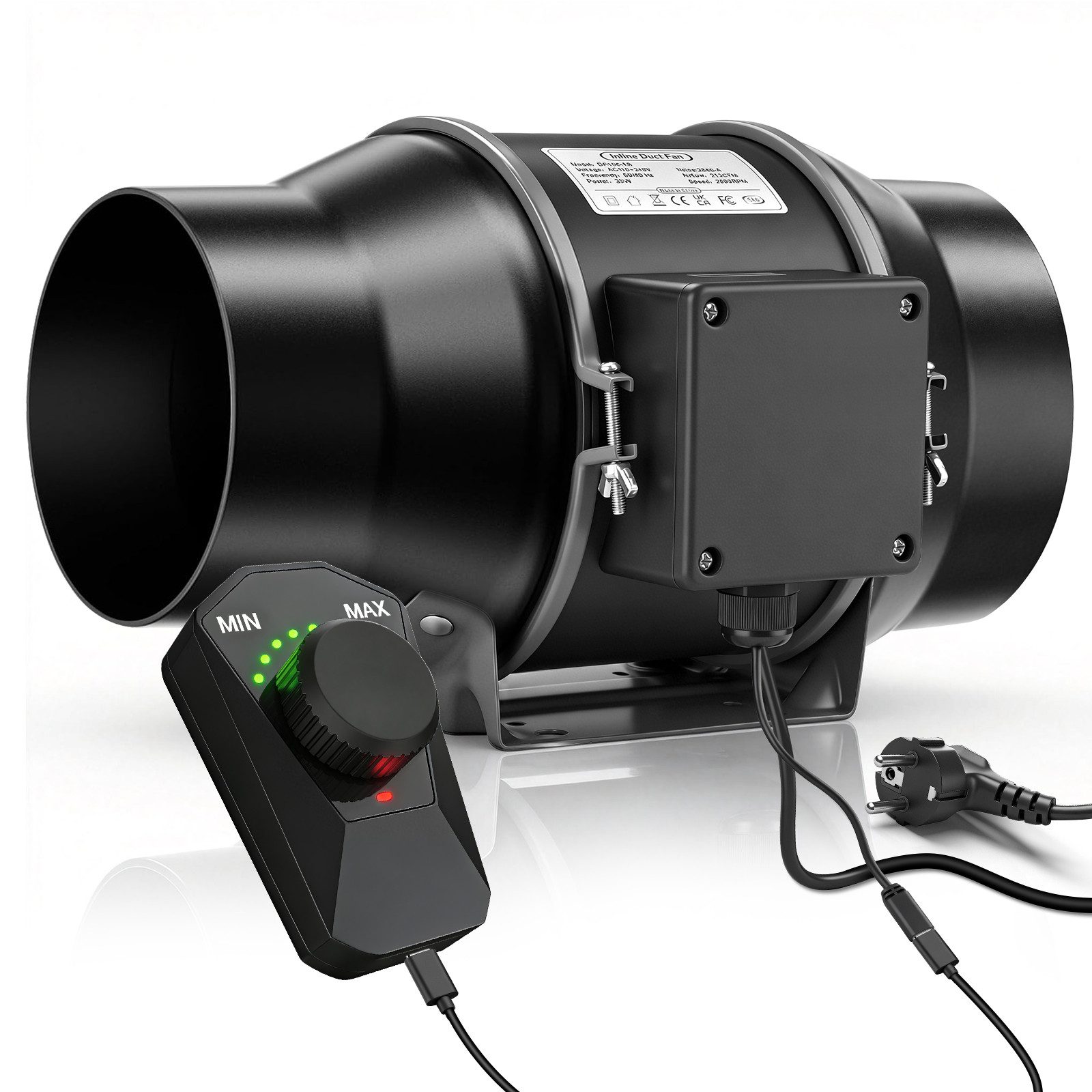 XERSEK Badlüfter 70W/150mm Abluftventilator 683m³/h Rohrventilator mit EC-Frequenzmotor, Stufenlose Regelung, 35–56 dB, Belüftung Für Bad Küche WC Growzelt usw