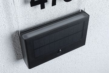 Paulmann LED Gartenstrahler Solar Hausnummernleuchte Neda IP44 3000K 27lm Anthrazit, LED fest integriert, Warmweiß, Bewegungsmelder