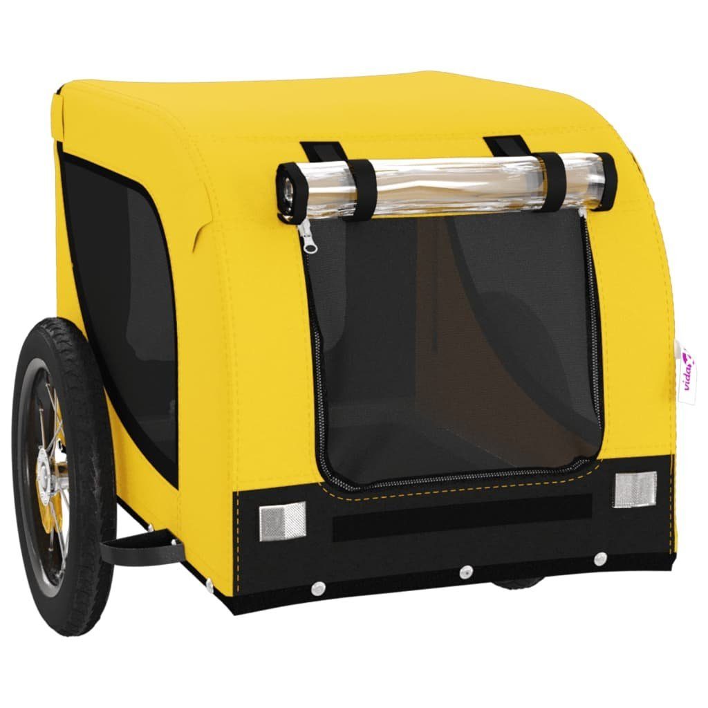 vidaXL bicycle dog trailer, 30 kg, yellow and black, Oxford fabric, iron.