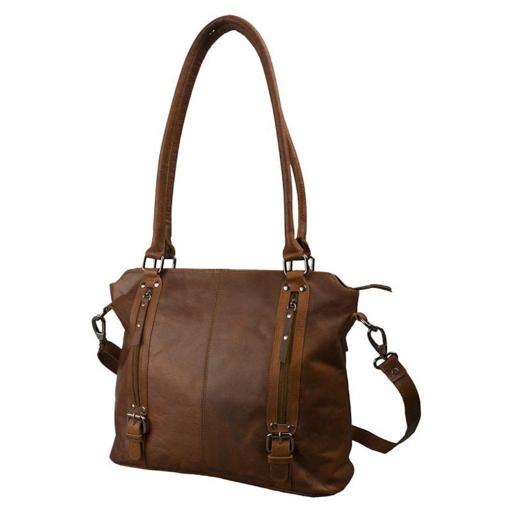 MF Umhängetasche Henkeltasche Vintage Belle Büffel Leder Braun 36cm Umhängetasche (1-tlg)