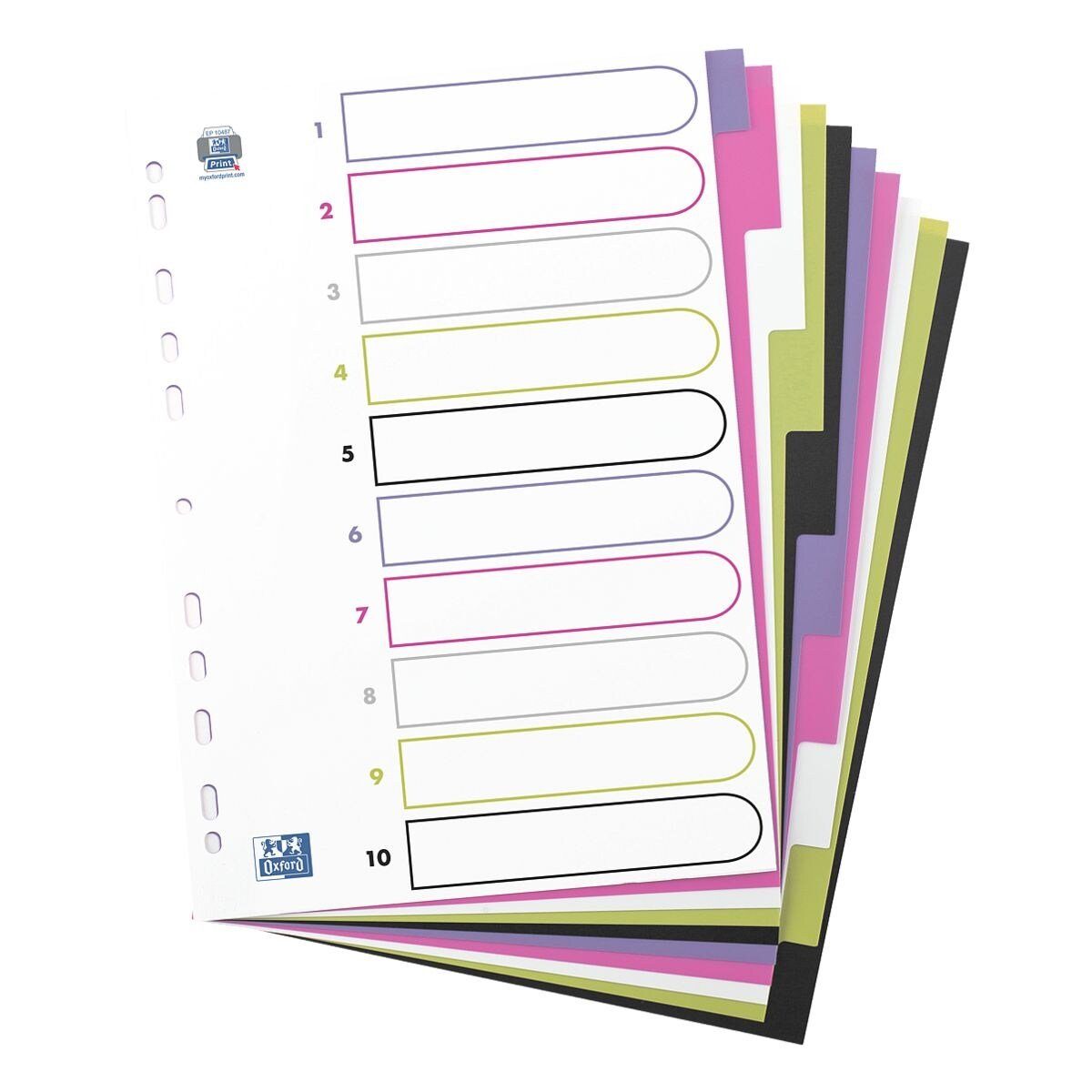 OXFORD Aktenordner MyColour, Register blanko,10-tlg., DIN A4, Kunststoff