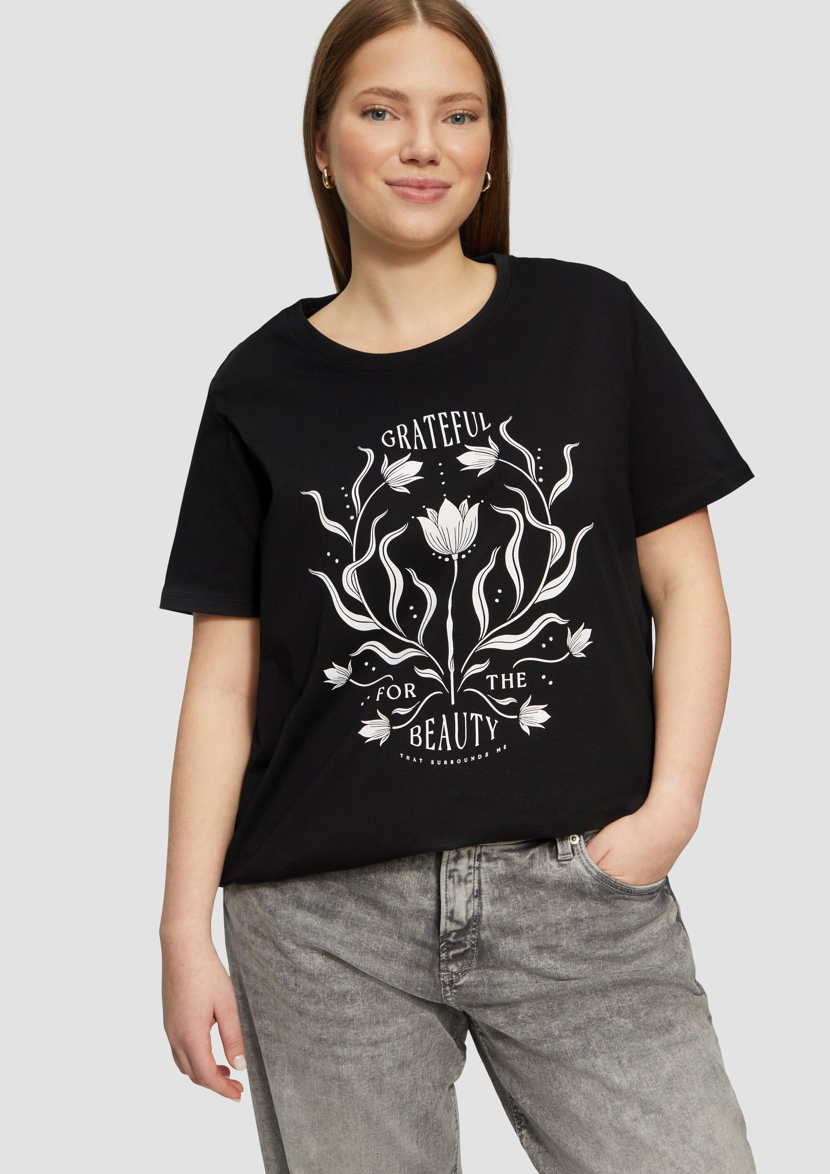 QS Kurzarmshirt Baumwollshirt mit Fronprint günstig online kaufen