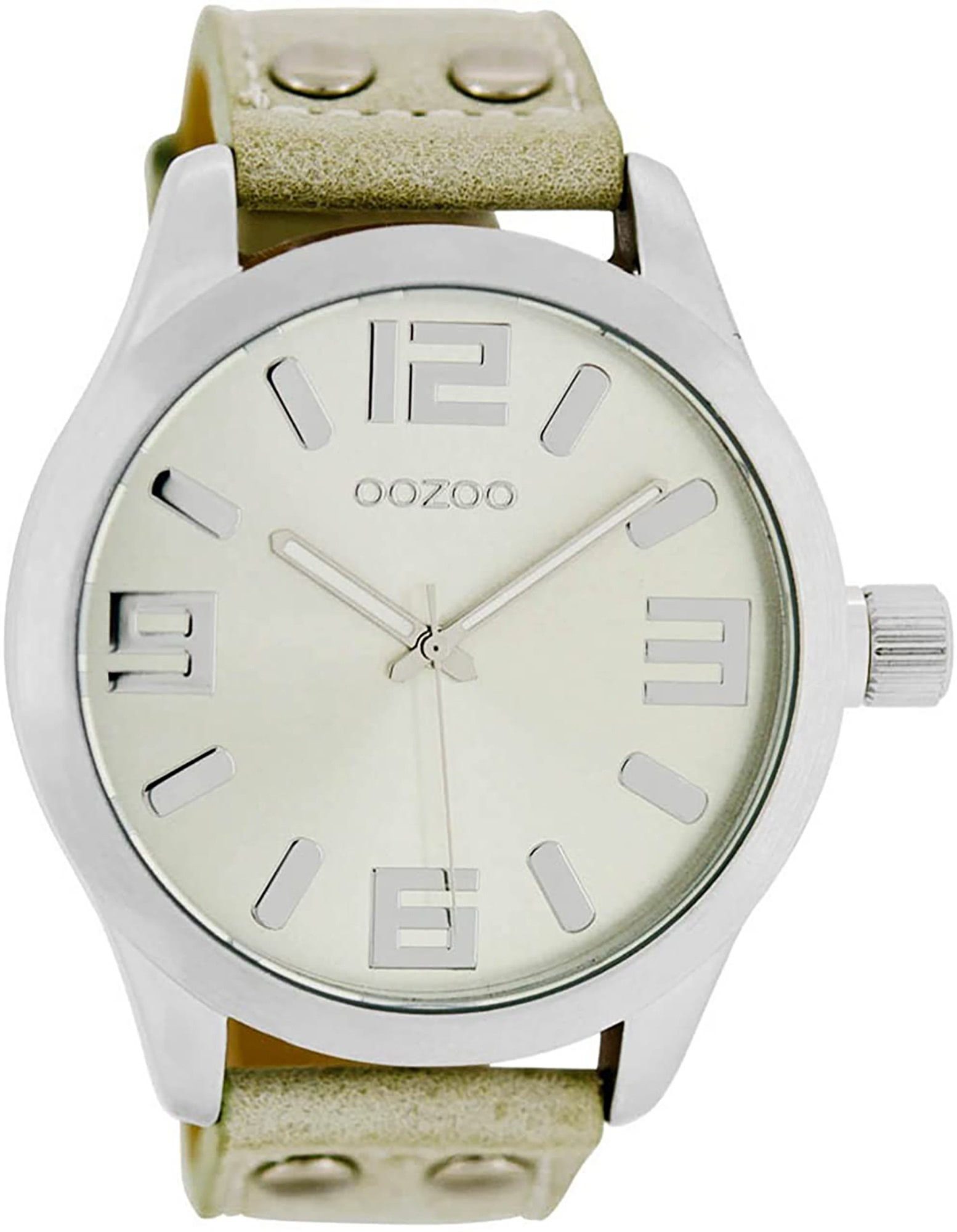 OOZOO Quarzuhr Oozoo Damen Armbanduhr Timepieces C1056, Damenuhr rund, extra groß (ca. 46mm) Lederarmband, Fashion-Style