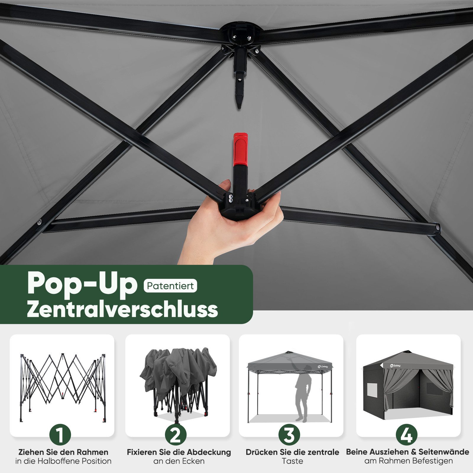 Sekey Faltpavillon 3x3 m Gartenpavillon mit 4 Seitenteilen und Privatsphäre günstig online kaufen